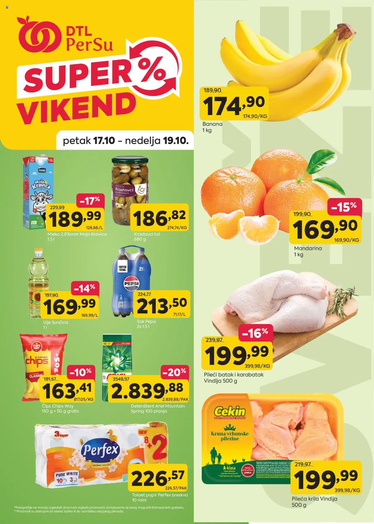 PerSu katalog - važi od 17.10.2025 | Strana: 1 | Proizvode: Mandarina, Pileći batak, Sok, Pepsi