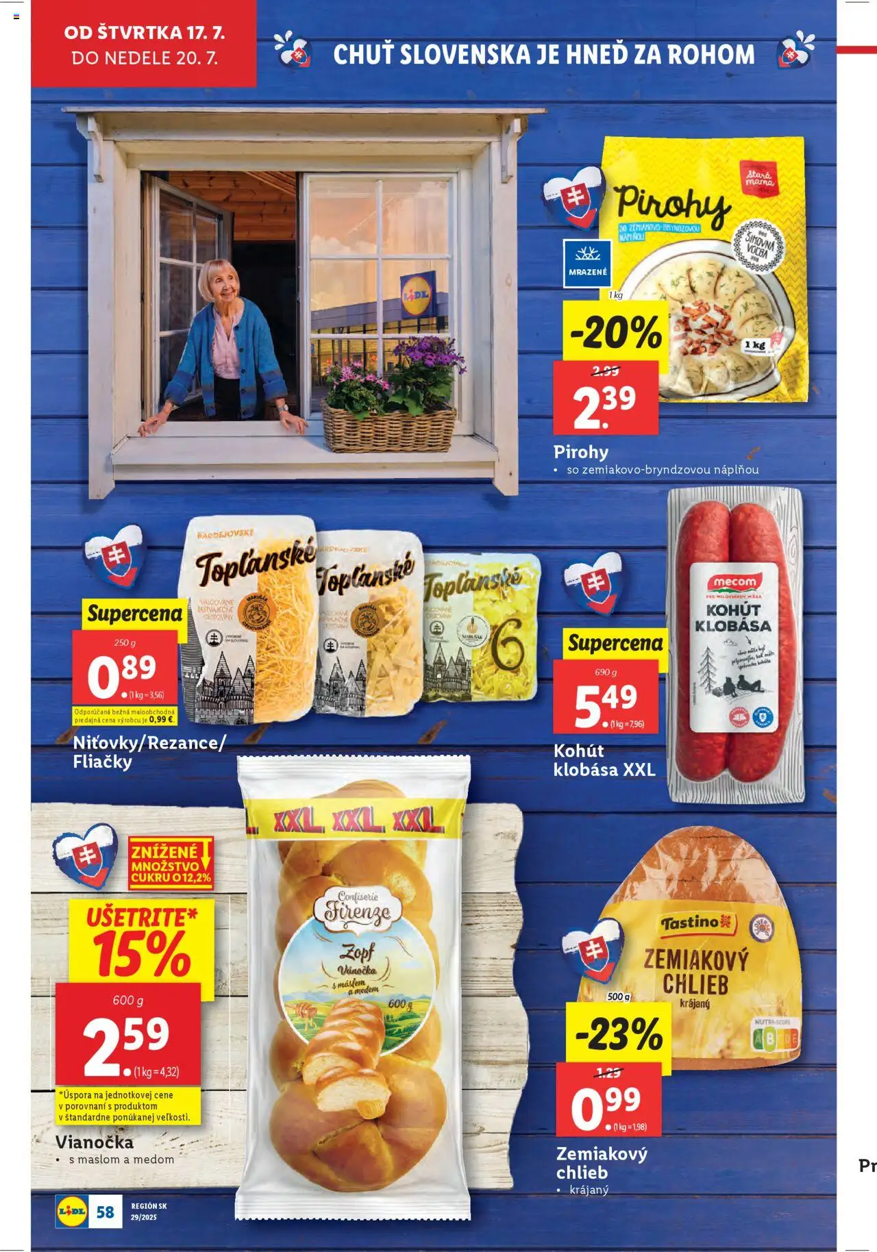 Lidl leták │ platný od 14.07.2025 | Strana: 70 | Produkty: Chlieb, Pirohy, Cestoviny, Klobása