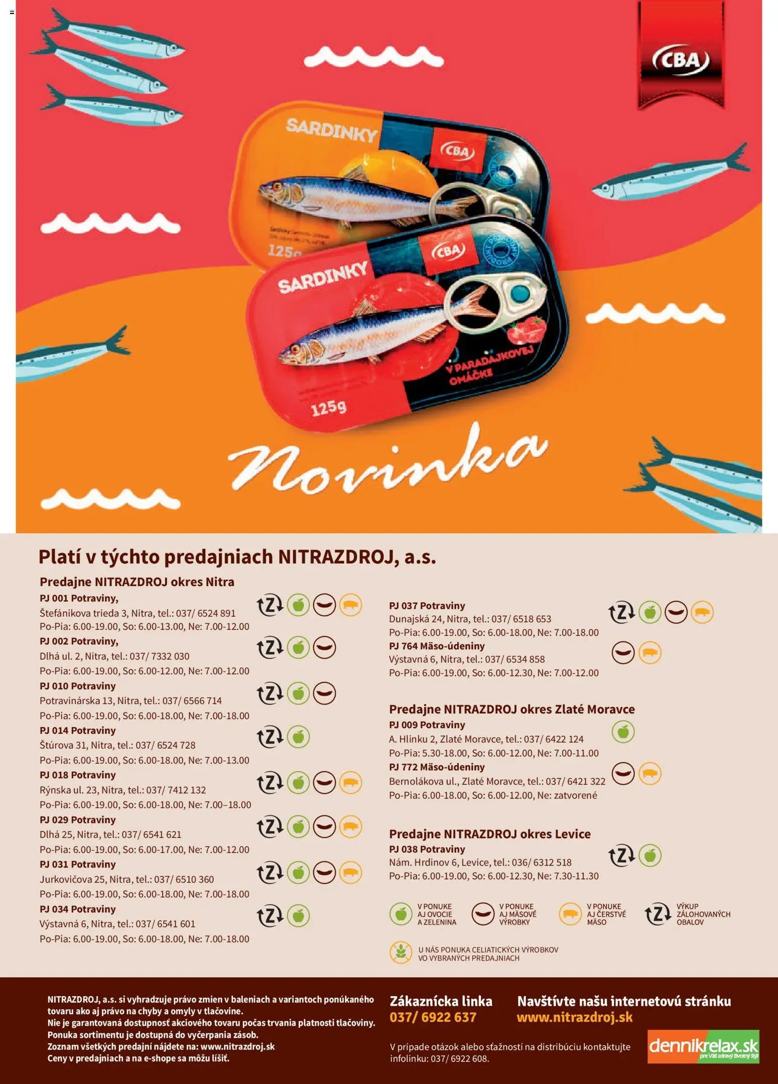Nové Nitrazdroj akcie – leták je platný od 06.11.2025 | Strana: 24 | Produkty: Sardinky, Ovocie