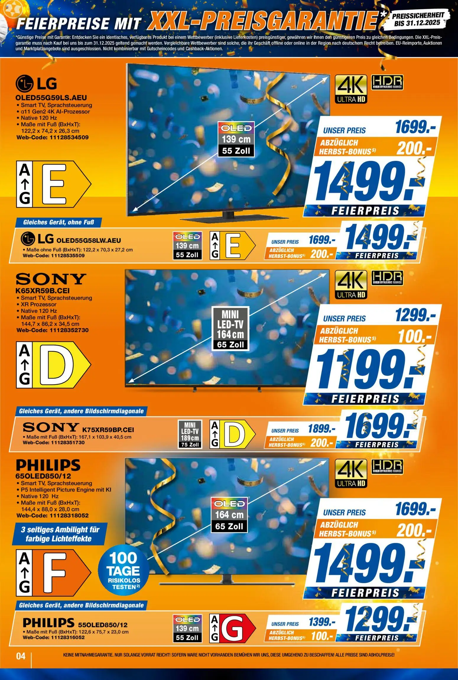 Expert  Aktuelle Beilage – gültig ab 24.10.2025 | Seite: 4 | Produkte: LG, Sony, Philips