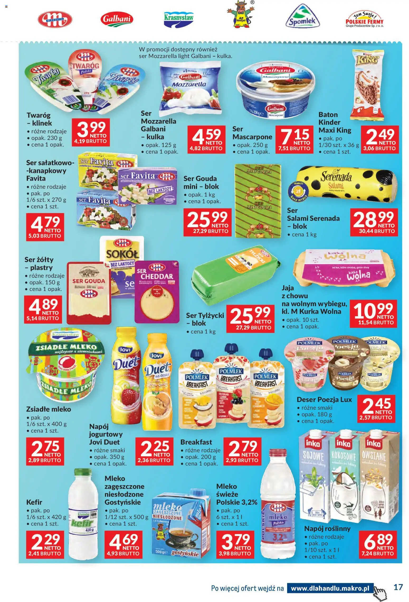 Makro Gazetka - Dystrybucja do sklepów od 11.11.2025 | Strona: 17 | Produkty: Baton, Mleko, Salami, Ser gouda