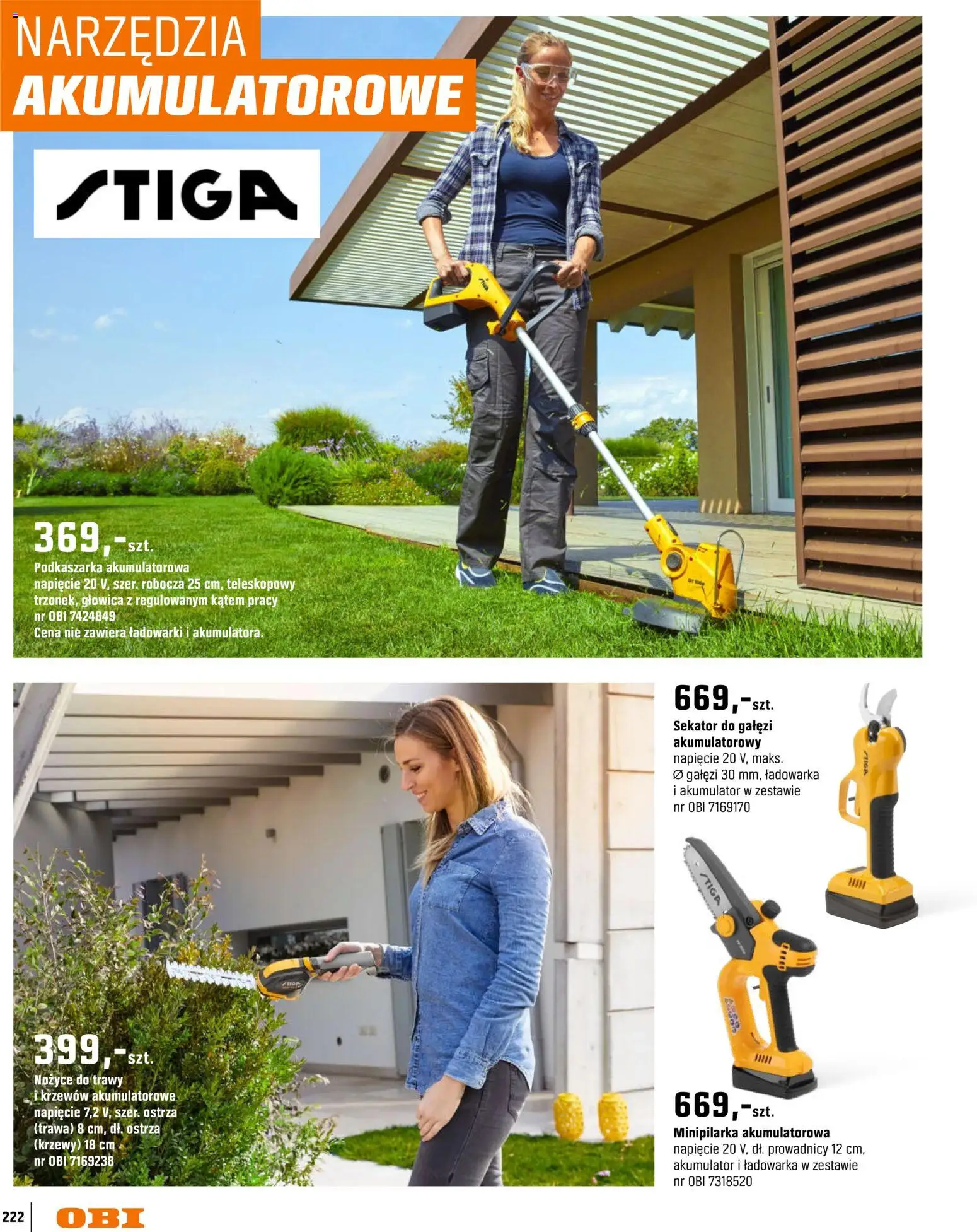OBI gazetka - Ogród od 11.03.2026 | Strona: 222 | Produkty: Trawy, Ładowarka, Sekator, Nożyce do trawy