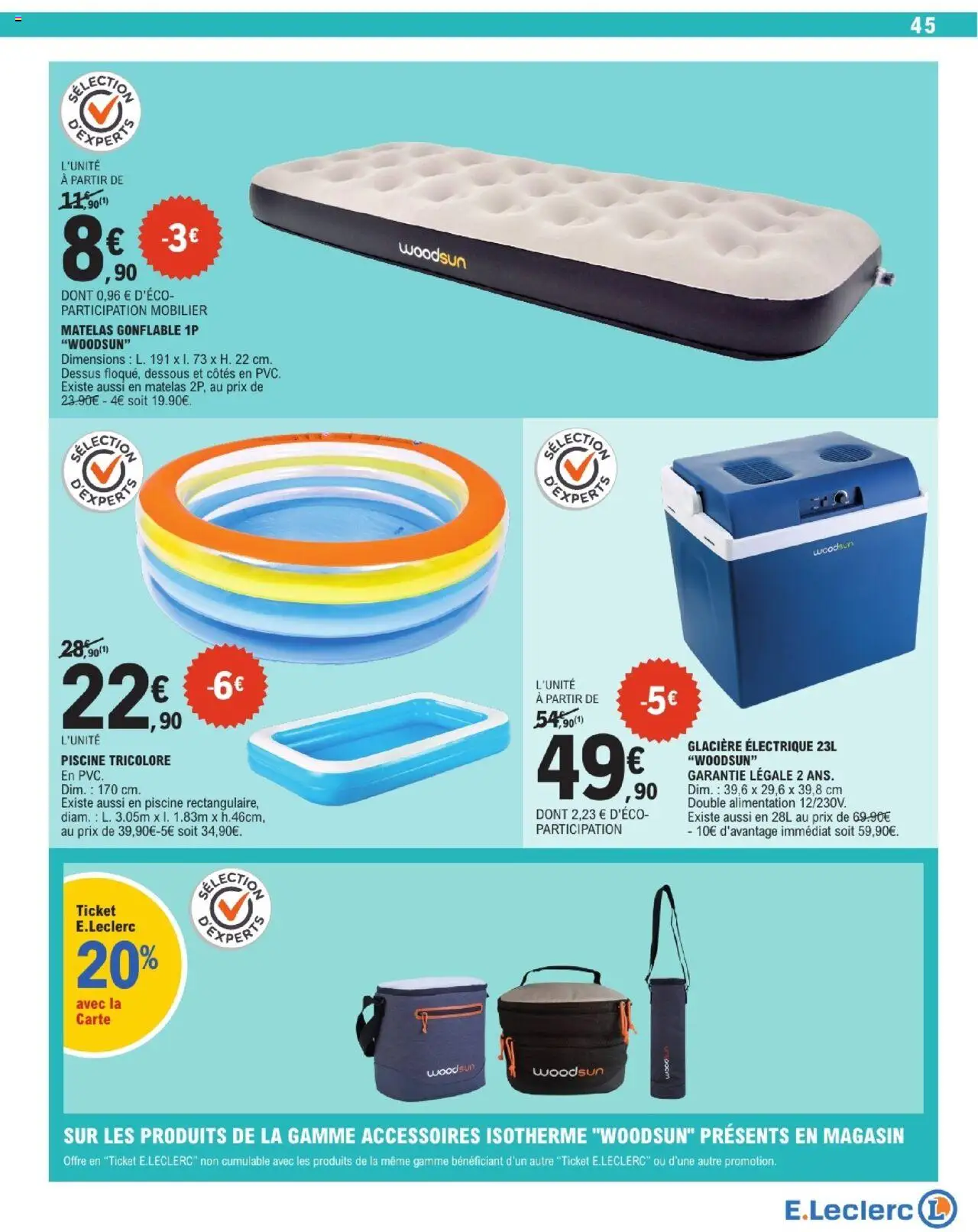  | Page: 45 | Produits: Glacière électrique, Matelas gonflable, Matelas, Glacière
