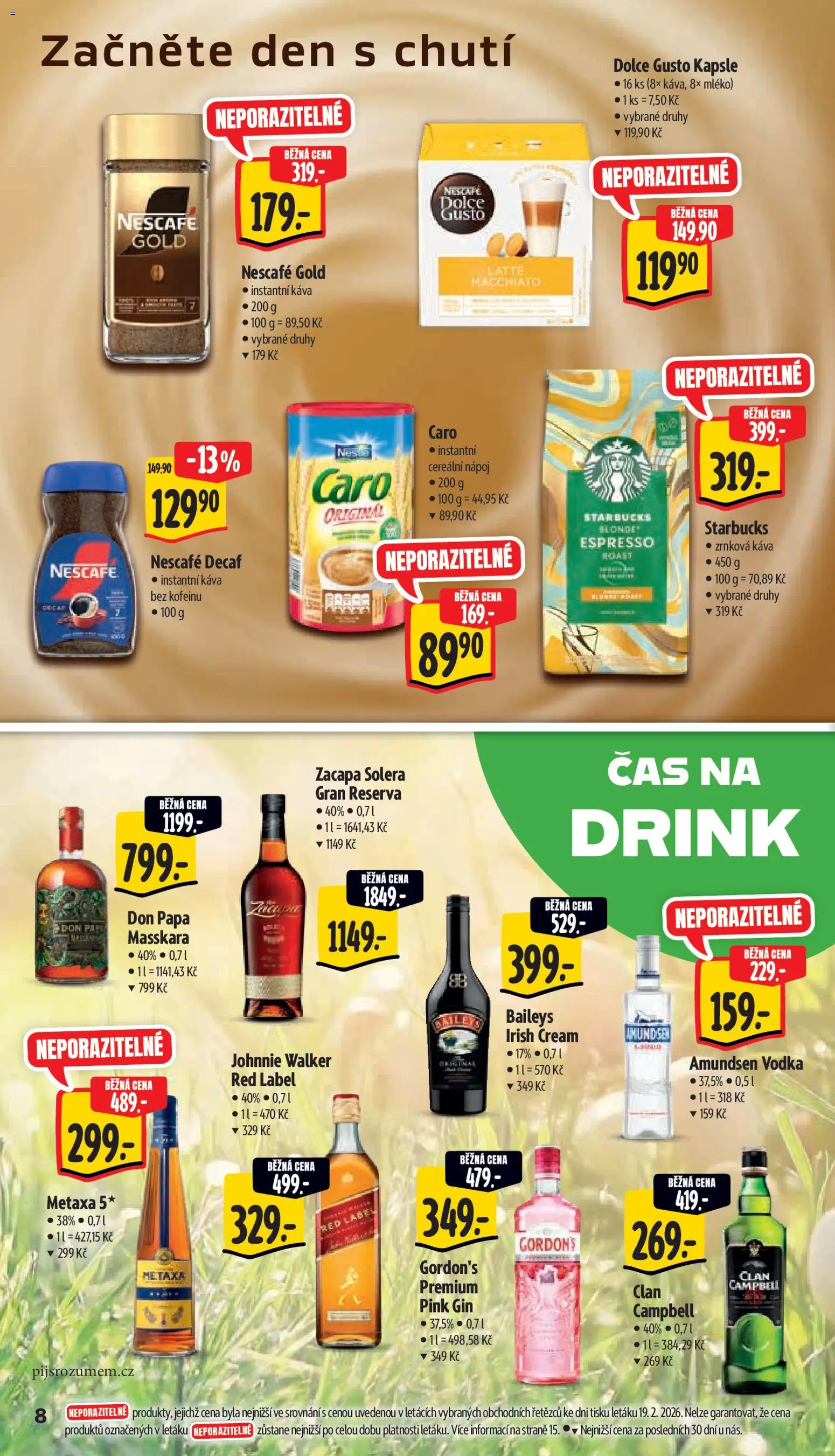Albert leták - Supermarket od 25.02.2026 | Strana: 14 | Produkty: Nescafé Gold, Káva, Metaxa, Don papa