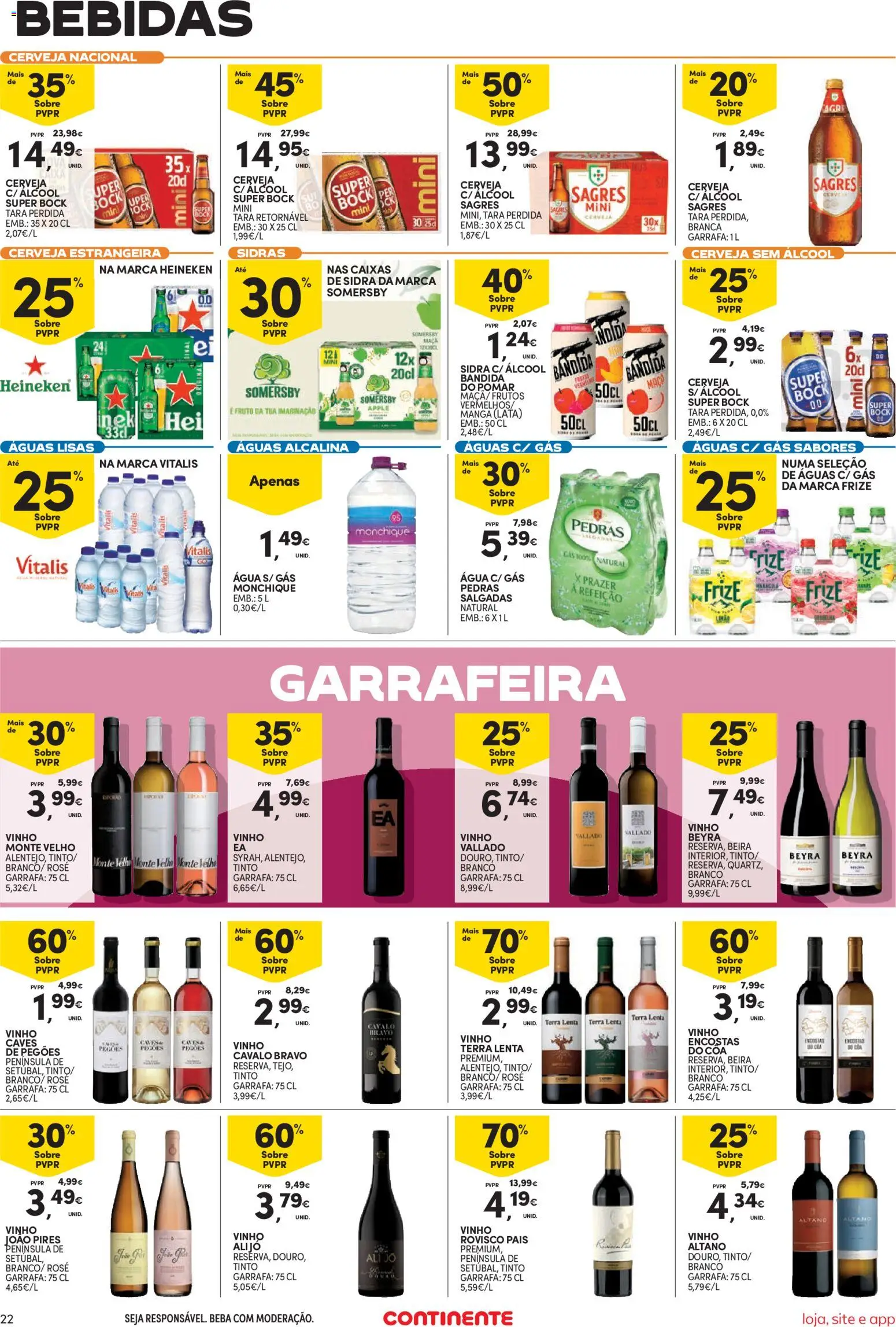 Continente Semanal Continente Bom Dia │ válido de 31.03.2026 | Página: 22 | Produtos: Agua, Super bock, Vinho, Somersby
