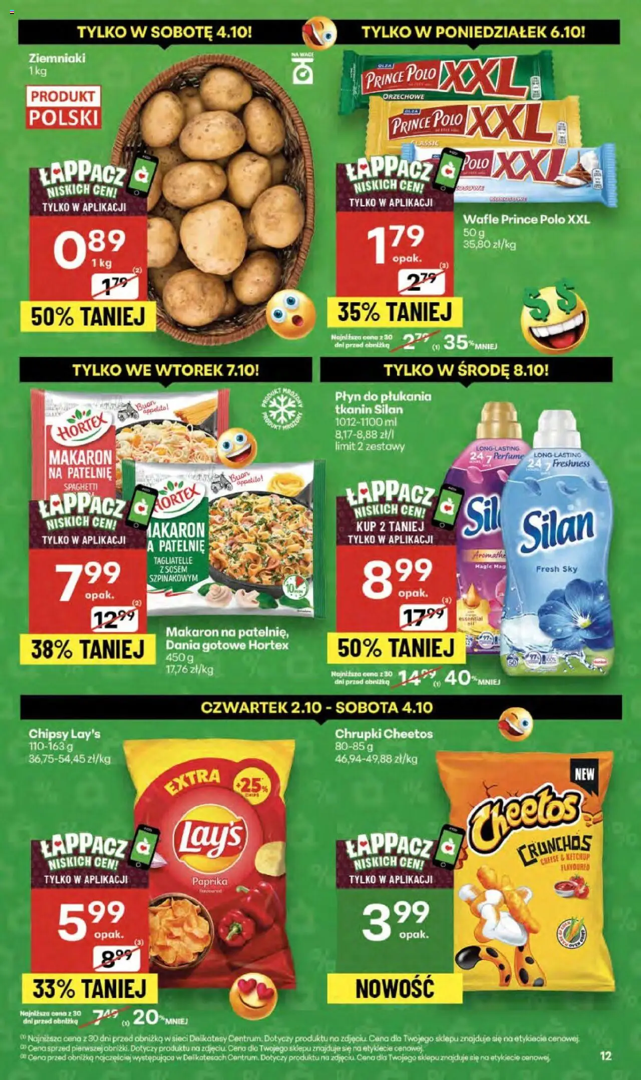 Delikatesy Centrum Gazetka - Sklepy Własne od 02.10.2025 | Strona: 12 | Produkty: Chipsy, Wafle, Tagliatelle, Dania gotowe