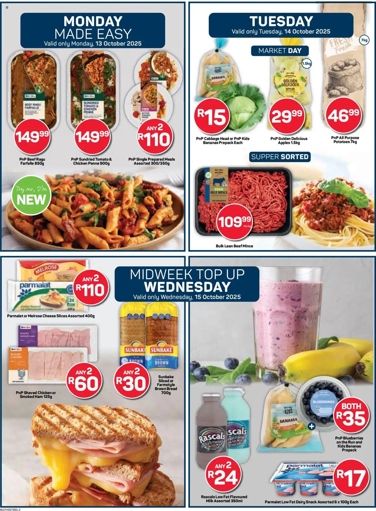 New Pick n Pay catalogue – valid from 13.10.2025 | Page: 2 | Products: Blueberries, Ham, Apples, Potatoes