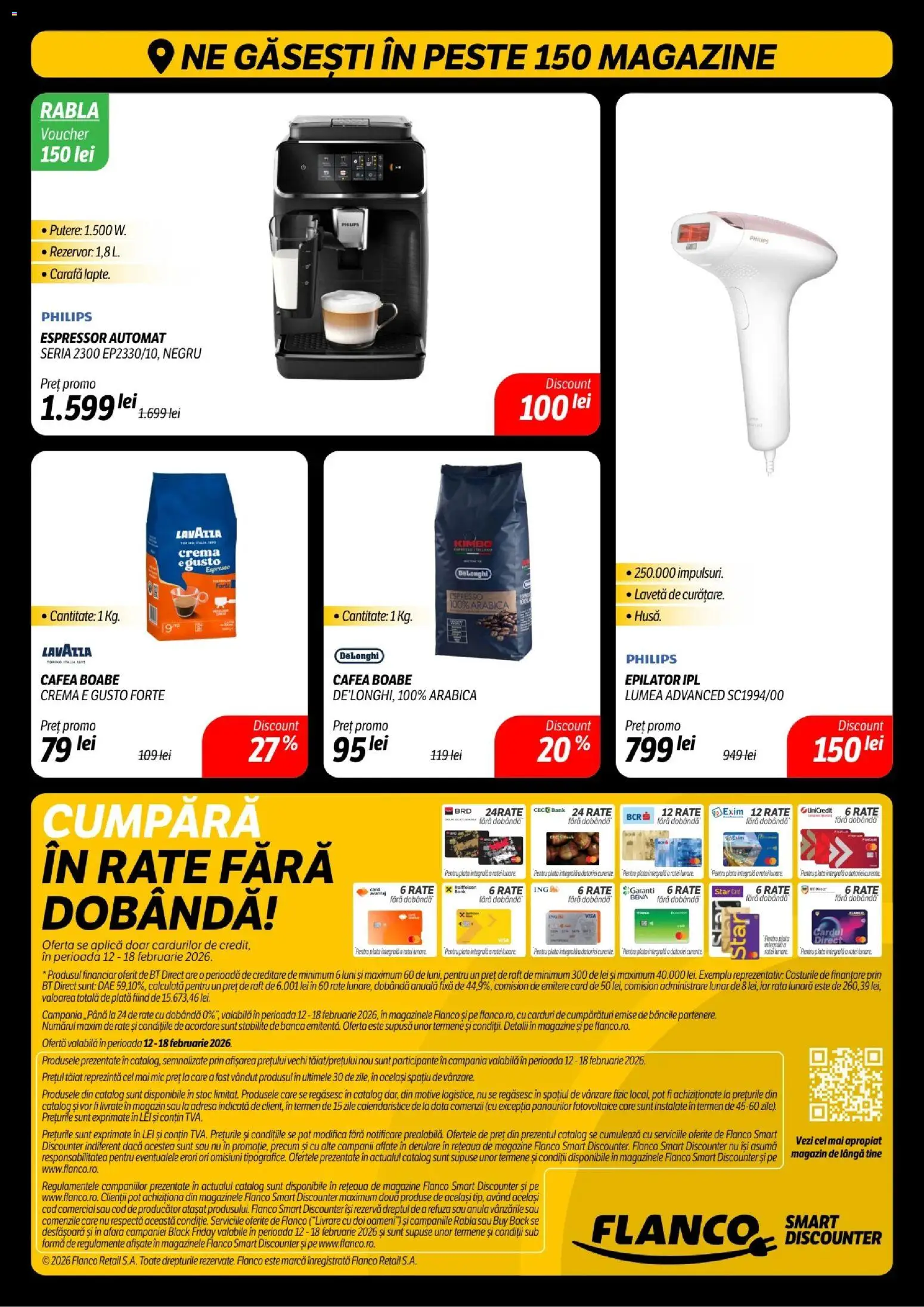 Noul catalog Flanco – valabil de la 12.02.2026 | Pagină: 20 | Produse: Espressor, Epilator, Bancă, Carafă
