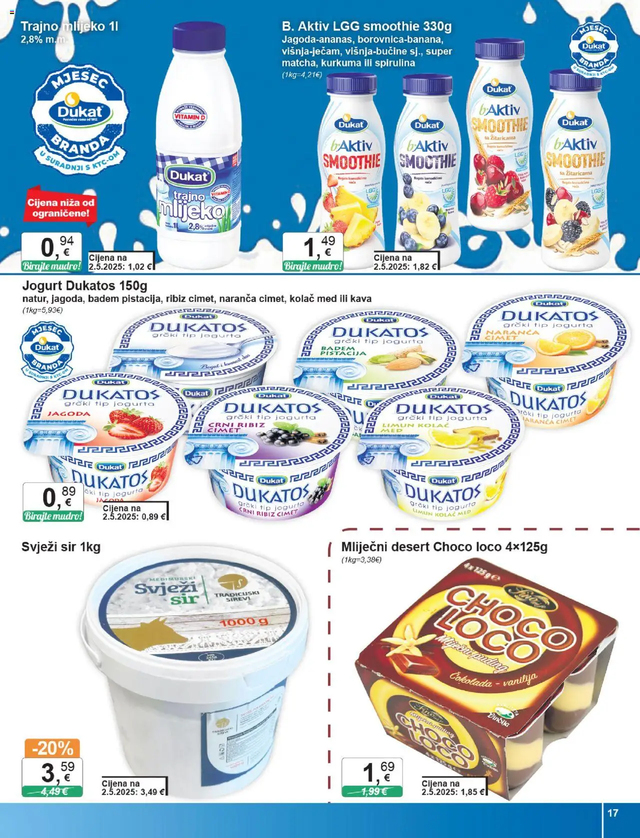 KTC katalog | vrijedi od 14.08.2025 | Stranica: 17 | Proizvodi: Mlijeko, Sir, Čokolada, Puding