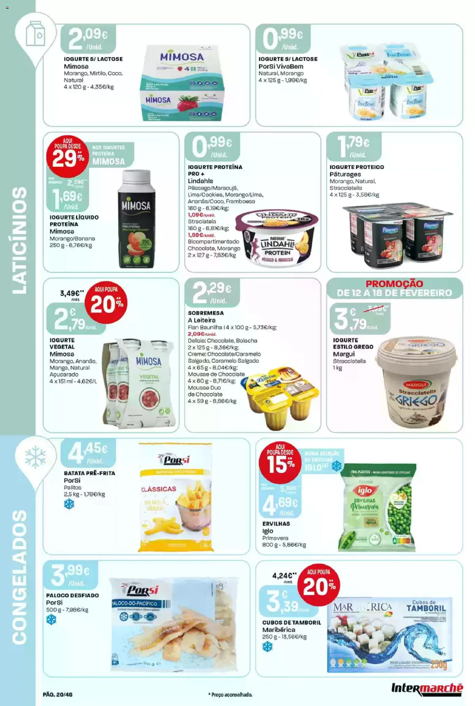 Intermarché folheto │ válido de 12.02.2026 | Página: 20 | Produtos: Batata, Iogurte, Creme, Proteina