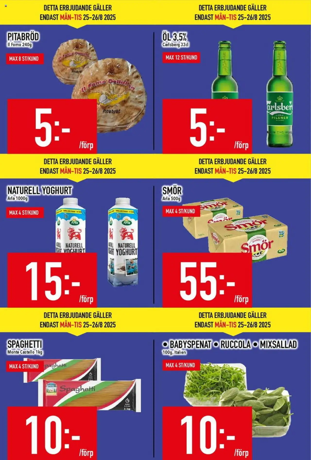 Matdax reklamblad aktuell från 25.08.2025 | Sida: 2 | Produkter: Galler, Pitabröd, Yoghurt, Öl