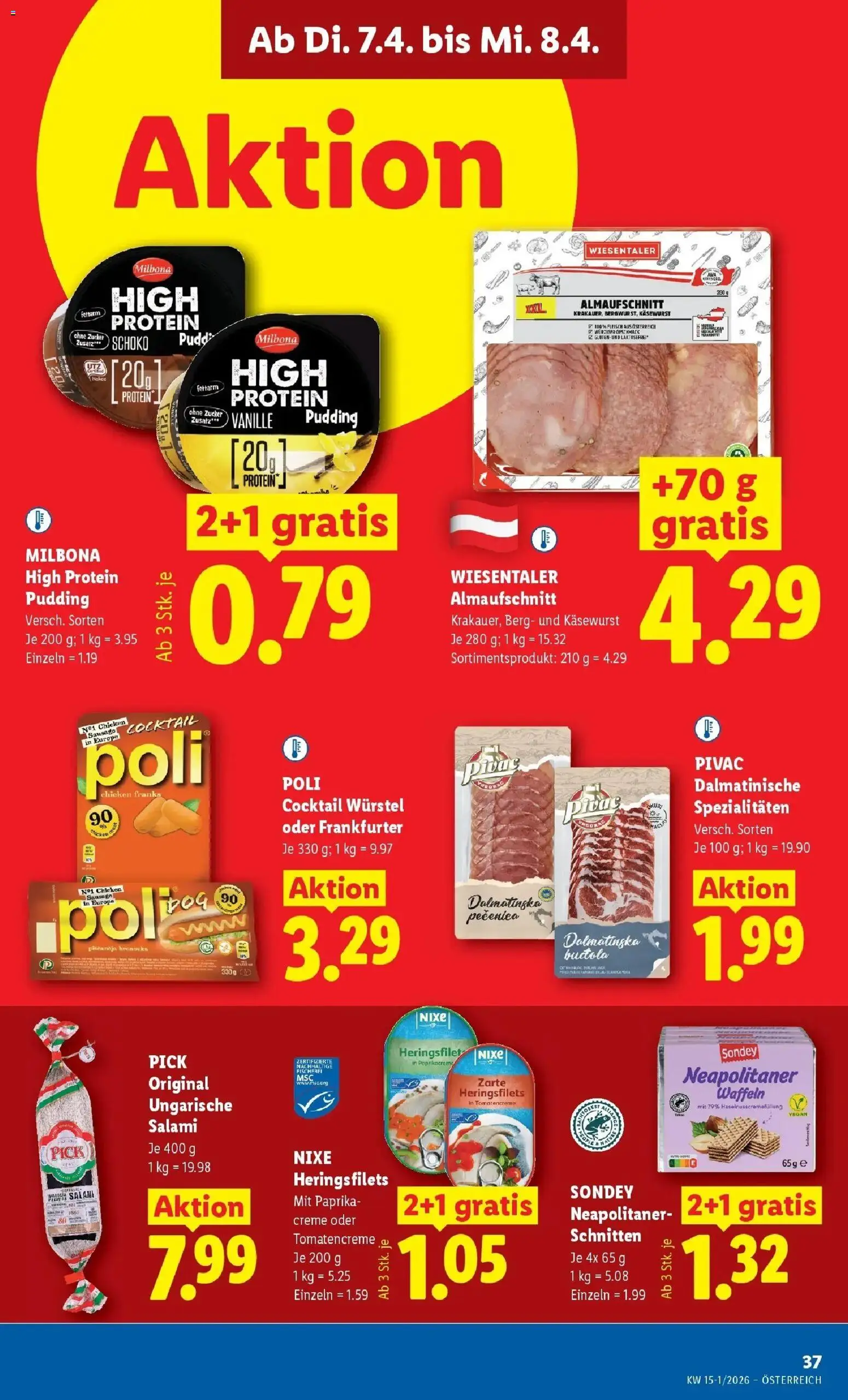 Lidl Flugblatt - Wien, Langenzersdorf, Zwettl gültig ab 02.04.2026 | Seite: 42 | Produkte: Zucker, Rum, Creme, Salami