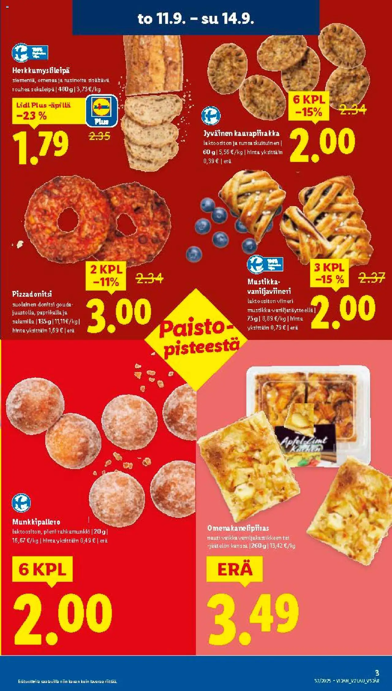 Lidl tarjoukset - Tampere – voimassa 11.09.2025 alkaen | Sivu: 3 | Tuotteet: Mustikka, Salami