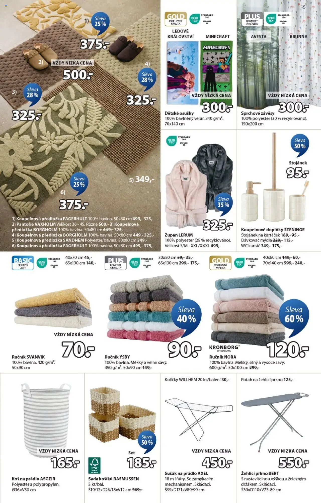 JYSK leták - Skvělá nabídka od 08.10.2025 | Strana: 15 | Produkty: Ručník, Kolíčky, WC kartáč, Závěsy