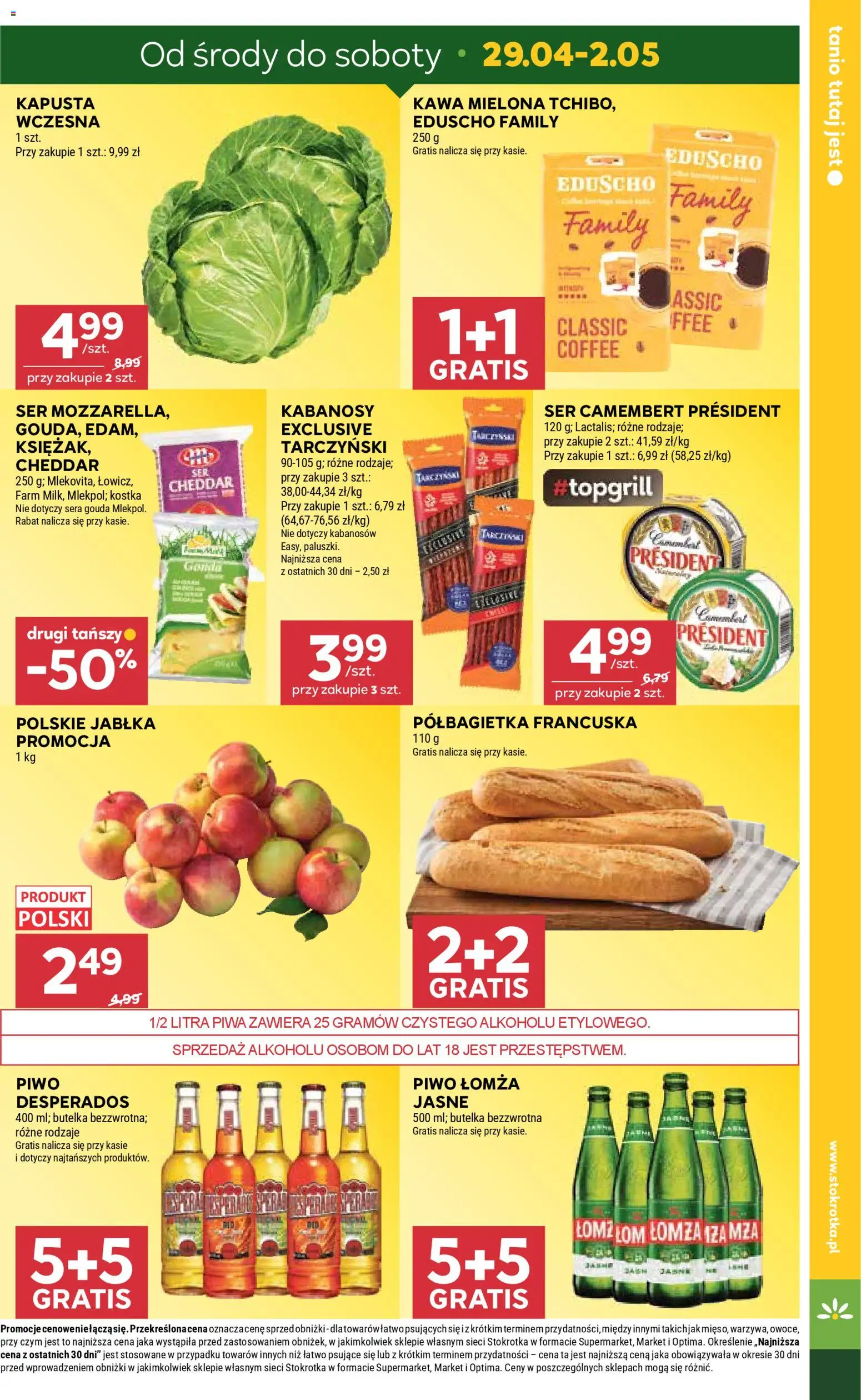Stokrotka gazetka - Market od 29.04.2026 | Strona: 3 | Produkty: Stokrotka, Kabanosy, Camembert, Jabłka
