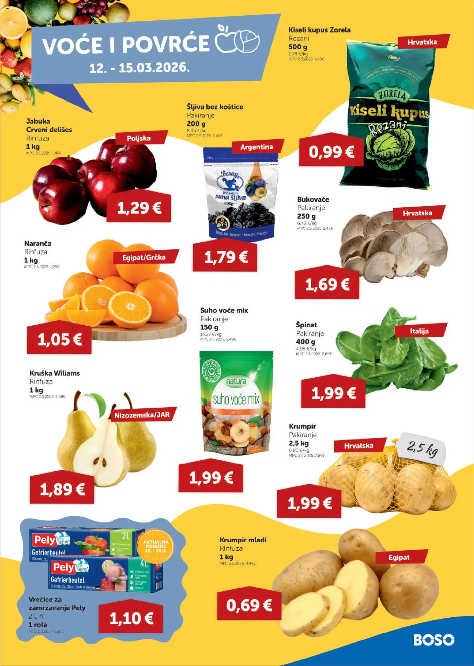 Boso katalog | vrijedi od 12.03.2026 | Stranica: 3 | Proizvodi: Špinat, Vrećice za zamrzavanje, Povrće, Kruška