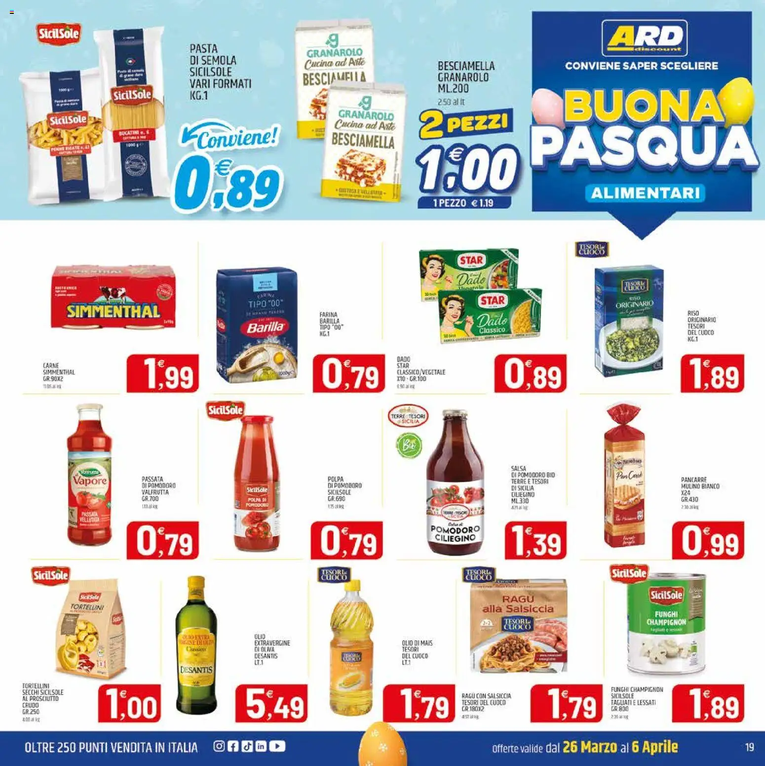 Volantino ARD Discount del 26.03.2026 | Pagina: 19 | Prodotti: Salsa, Pasta, Mais, Besciamella