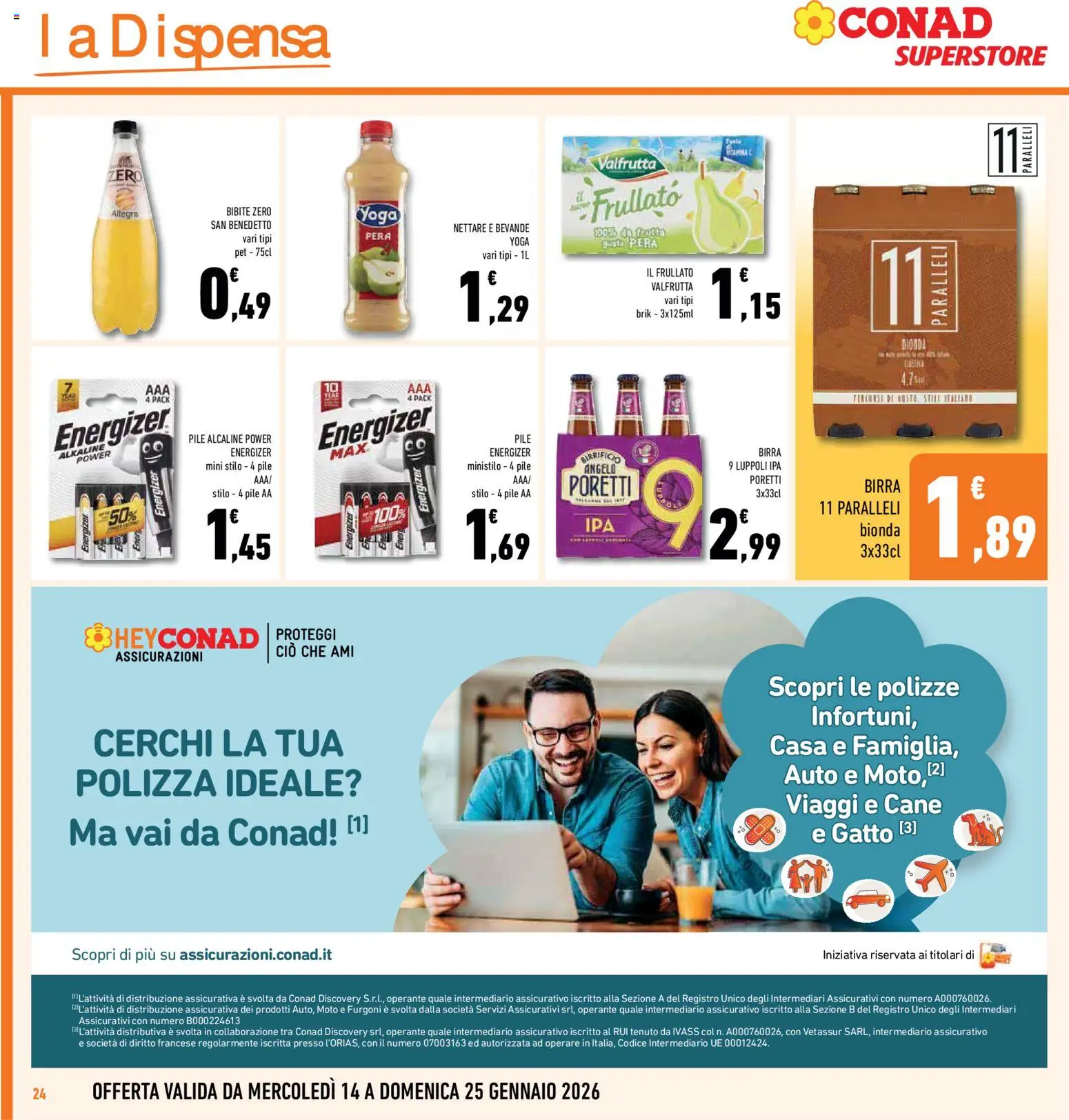 Volantino Conad del 14.01.2026 | Pagina: 24 | Prodotti: Pile, Frutta, Pera, Bibite