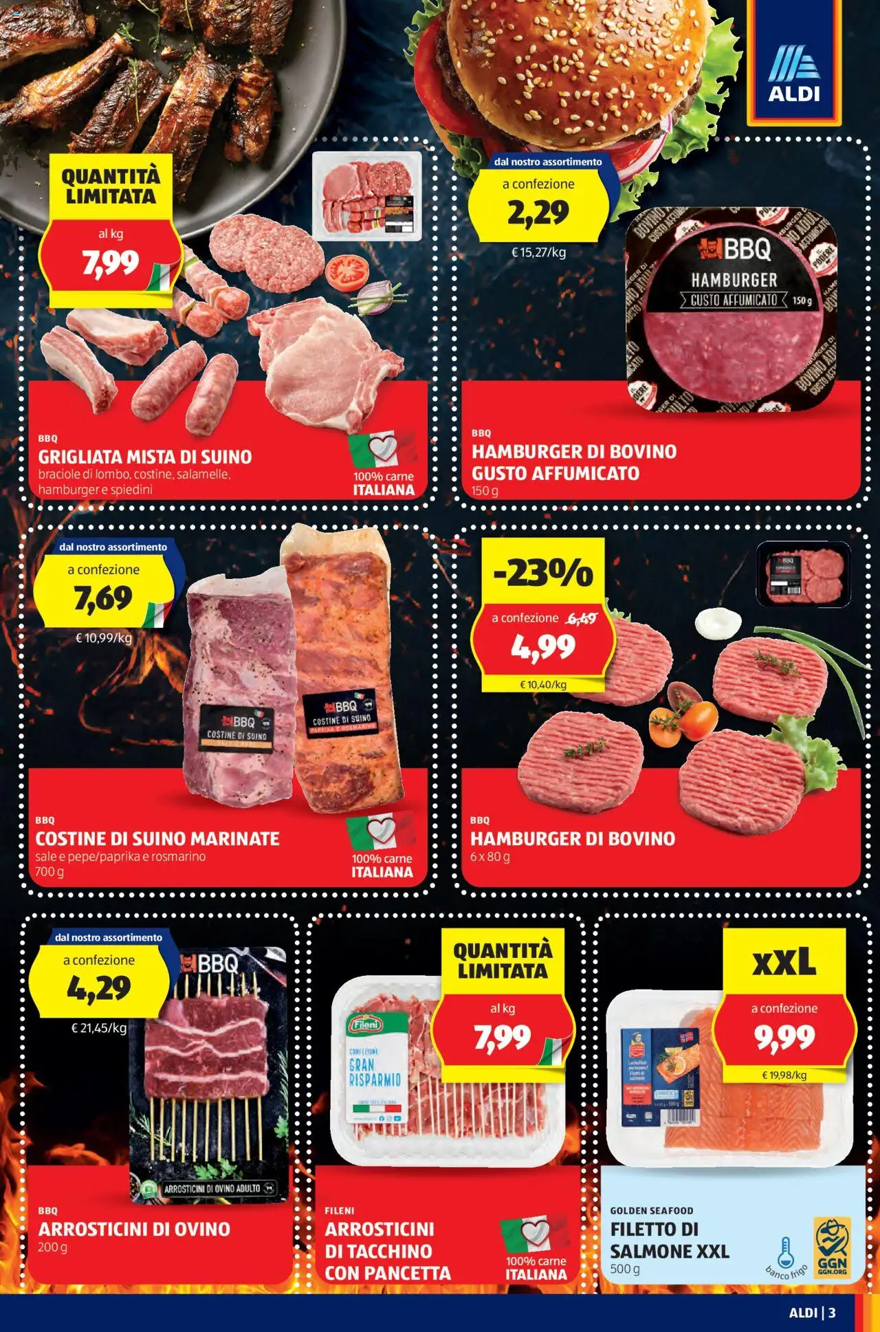 Volantino Aldi del 11.08.2025 | Pagina: 3 | Prodotti: Rosmarino, Tacchino, Hamburger, Ovino