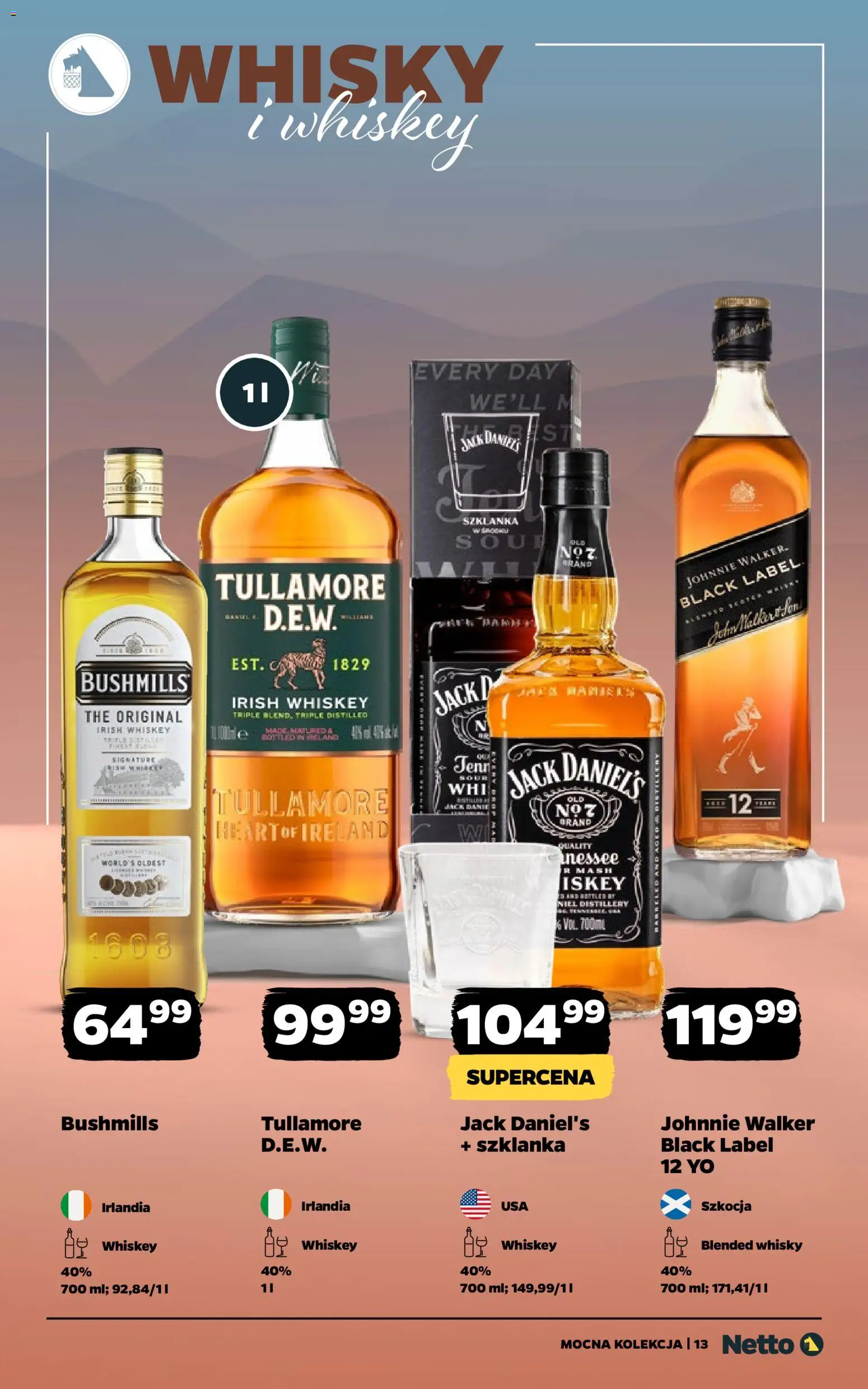 Netto gazetka - Alkohole mocne od 24.11.2025 | Strona: 13 | Produkty: Szklanka, Jack Daniel's, Black Label, Whisky