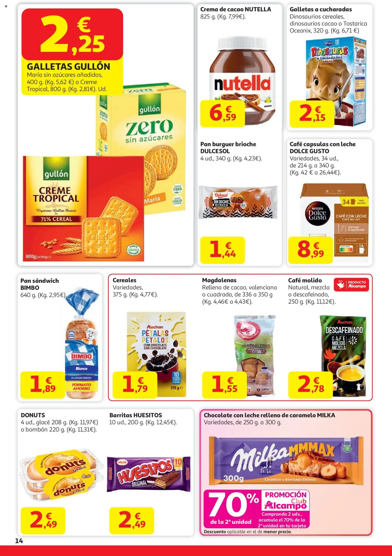 Alcampo - HG Nacional │ válido desde el 15.01.2026 | Página: 14 | Productos: Crema, Galletas, Chocolate con leche, Φρυγανιές σικάλεως