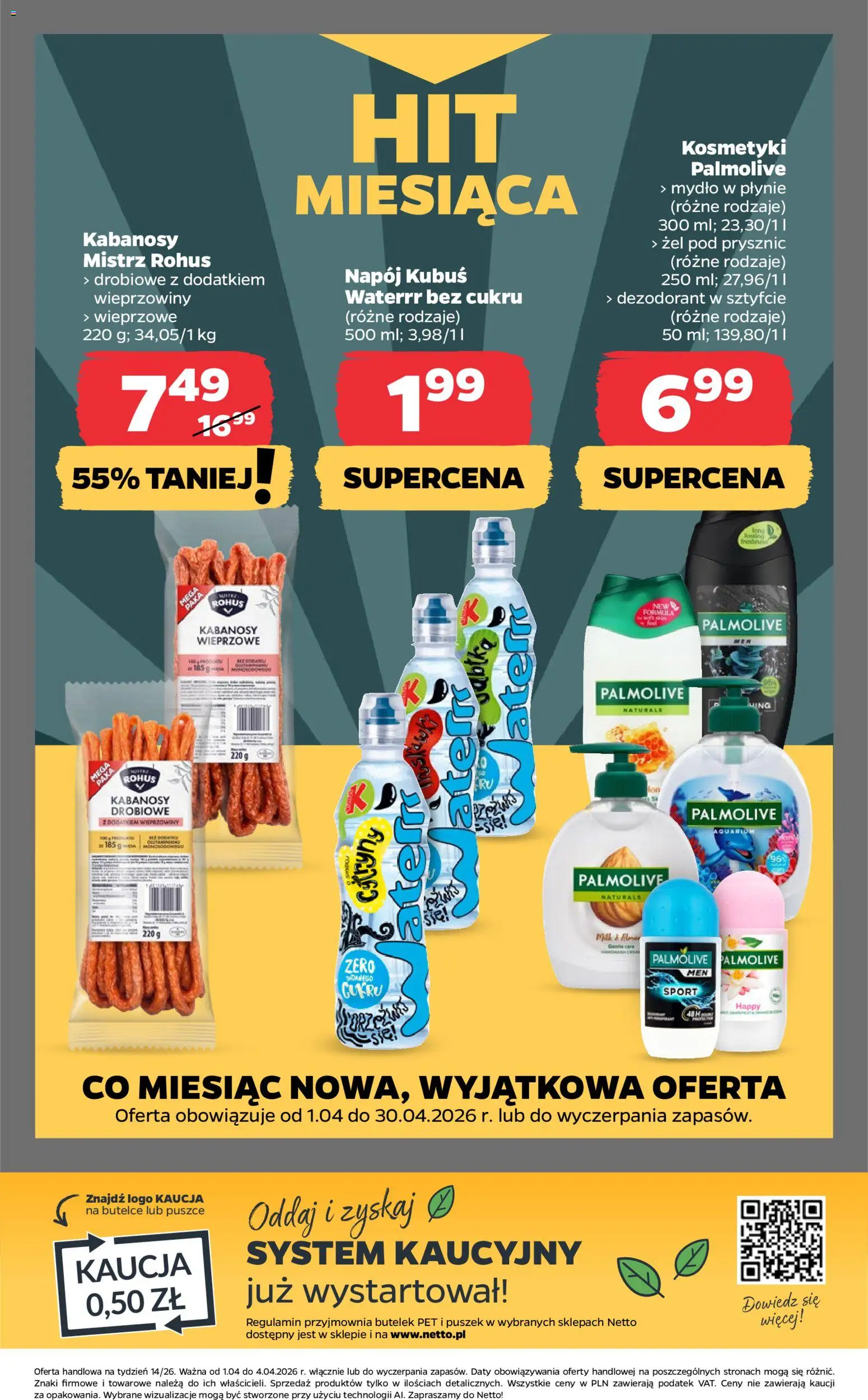 Netto gazetka od środy spożywcza od 01.04.2026 | Strona: 24 | Produkty: Kosmetyki, Kabanosy, Mydło, Żel pod prysznic