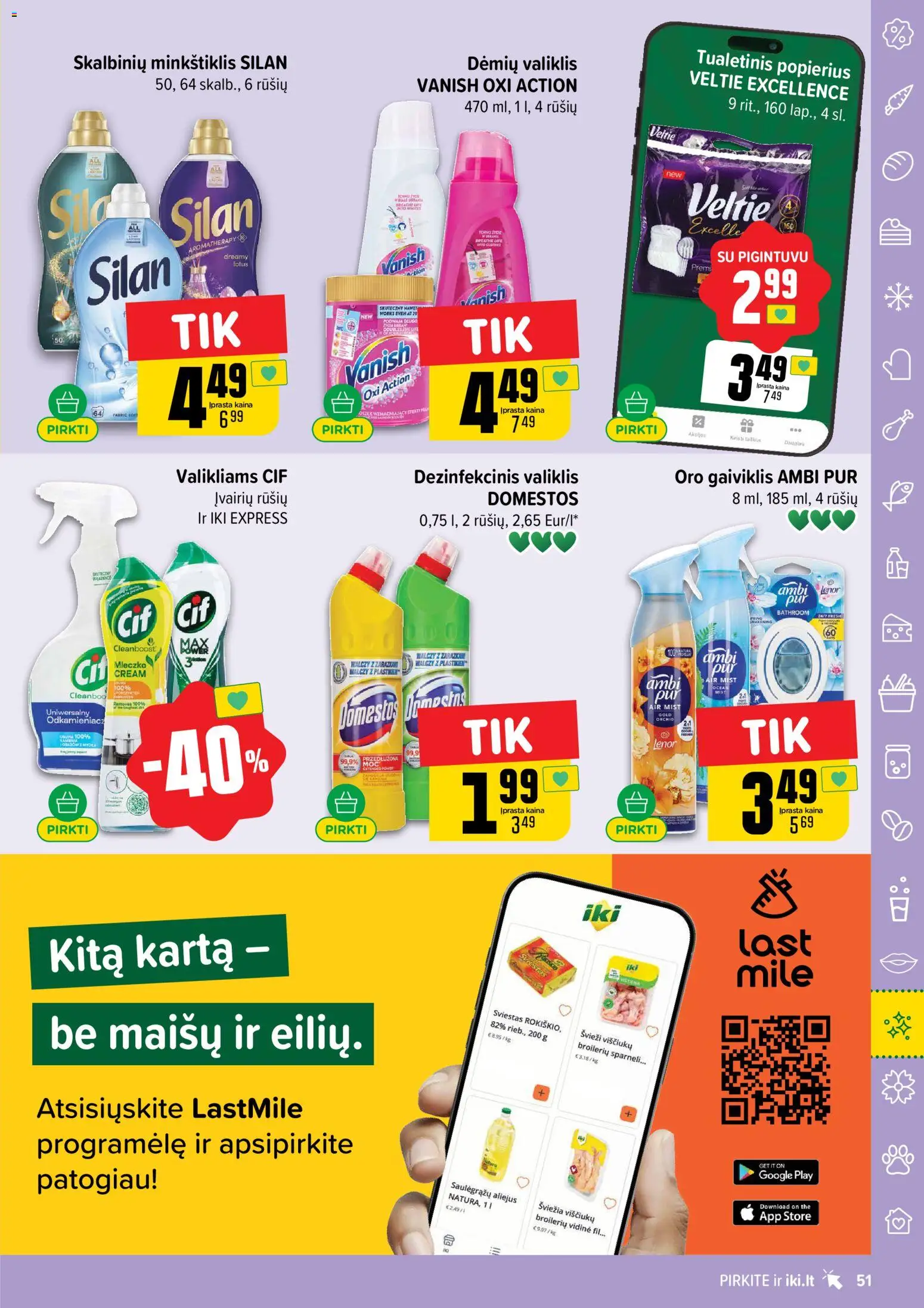 IKI akcijos nuo 16.02.2026 | Puslapis: 51 | Prekių: Sviestas, Aliejus, Tualetinis popierius