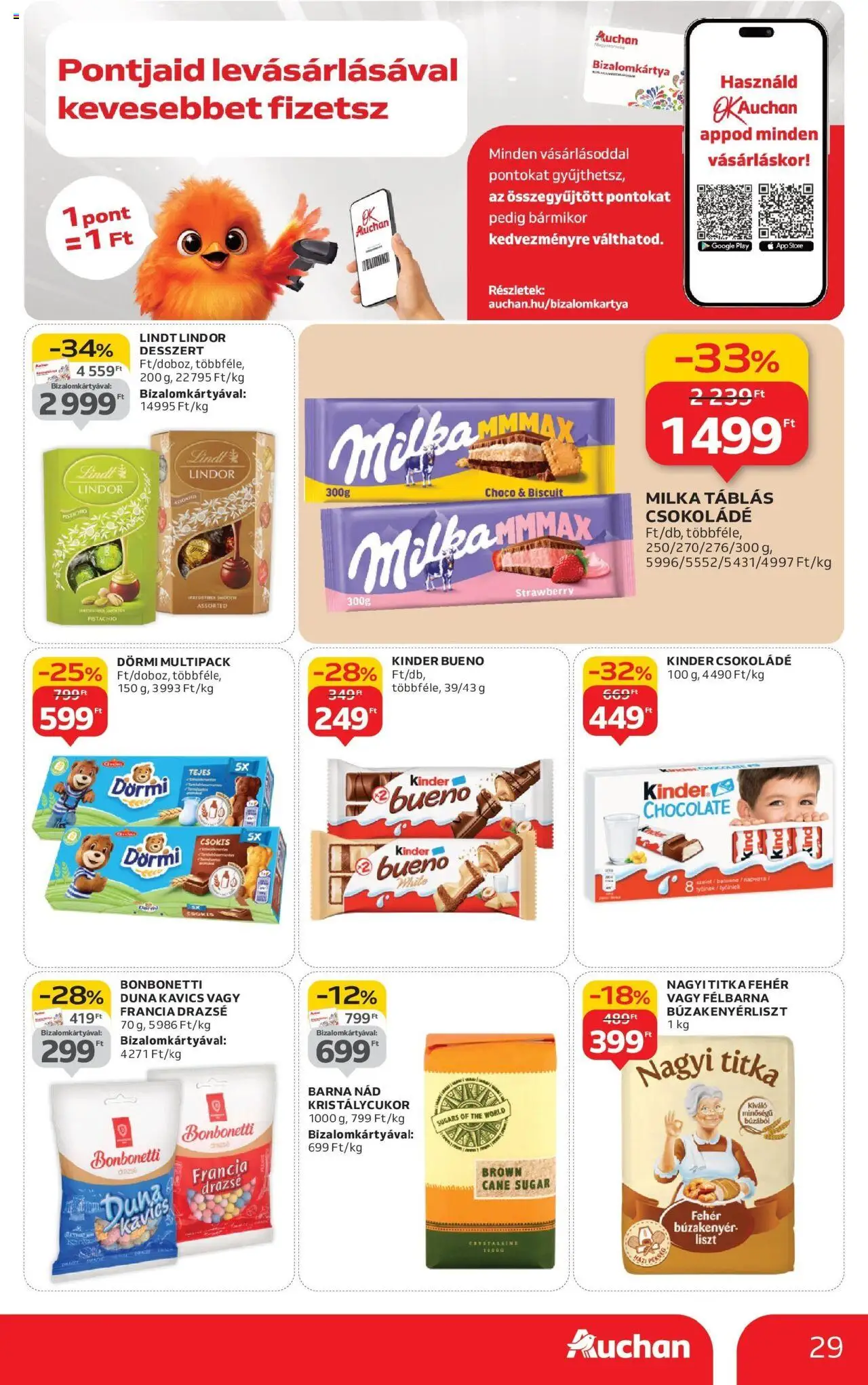 Auchan akciós ujság - amely érvényes a következő dátumtól: 04.09.2025 | Oldal: 29 | Termékek: Kristálycukor, Kavics, Drazsé, Csokoládé