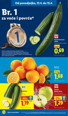 Domaća jabuka zelena, Sorta: Zlatni delišes, Zemlja podrijetla: Hrvatska - Pregled kataloga iz trgovine Lidl, vrijedi od 13.04.2026 | Stranica: 4