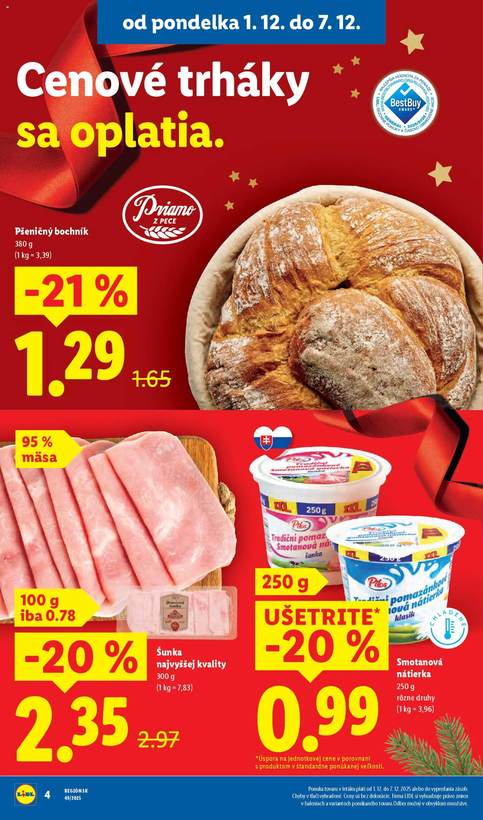 Nové Lidl akcie – leták je platný od 01.12.2025 | Strana: 4 | Produkty: Šunka