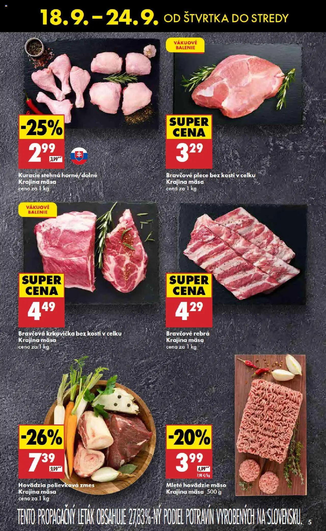 Nové Biedronka akcie – leták je platný od 18.09.2025 | Strana: 5 | Produkty: Hovädzie mäso, Bravčová krkovička, Bravčové plece, Krkovička