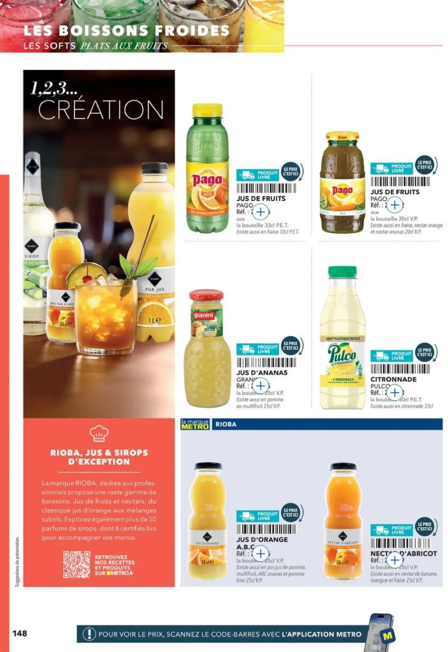{H1} | Page: 148 | Produits: Mangue, Orange, Pomme, Jus d'ananas