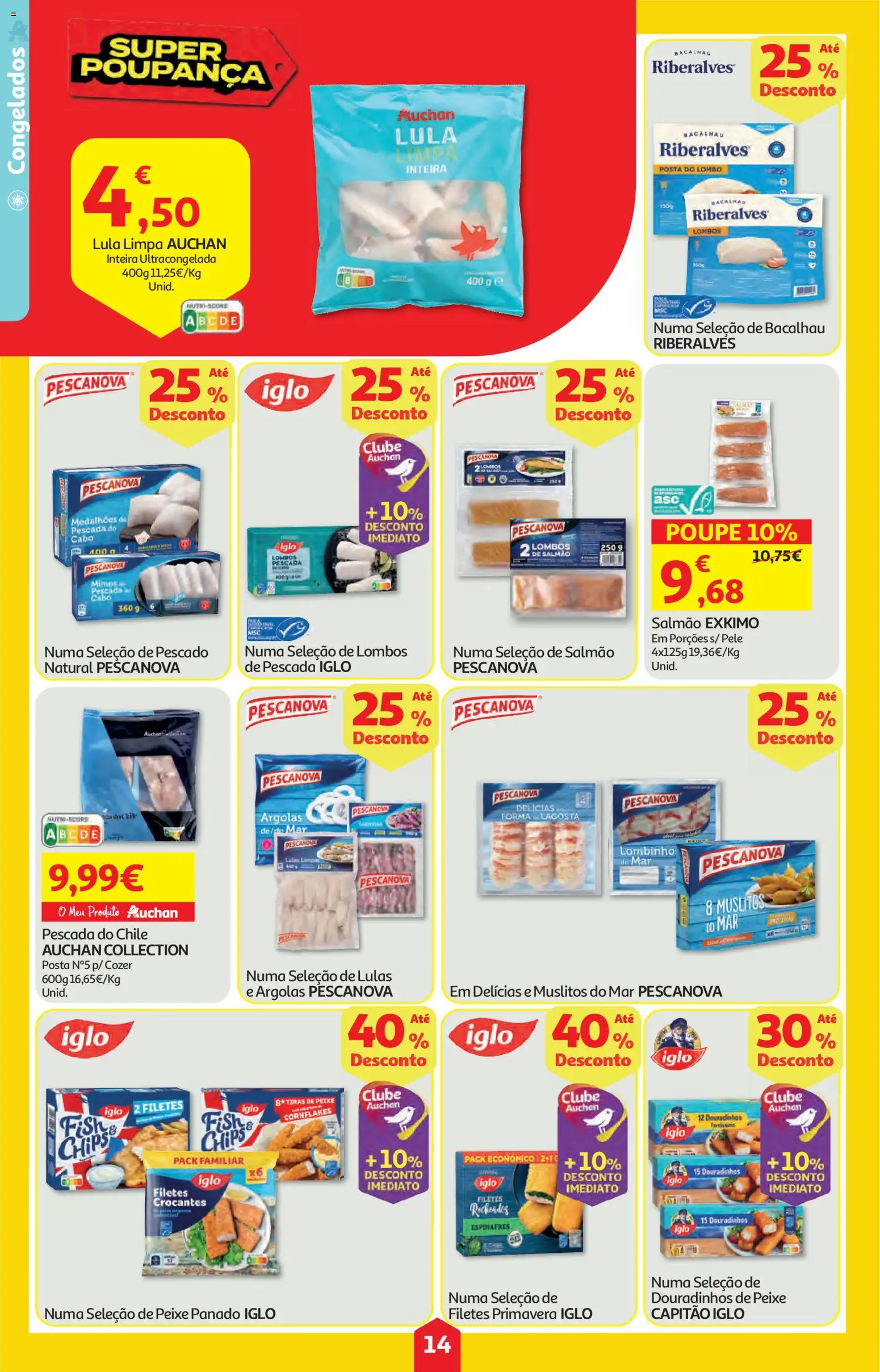 Auchan folheto │ válido de 05.02.2026 | Página: 14 | Produtos: Bacalhau, Pescada, Lagosta, Peixe