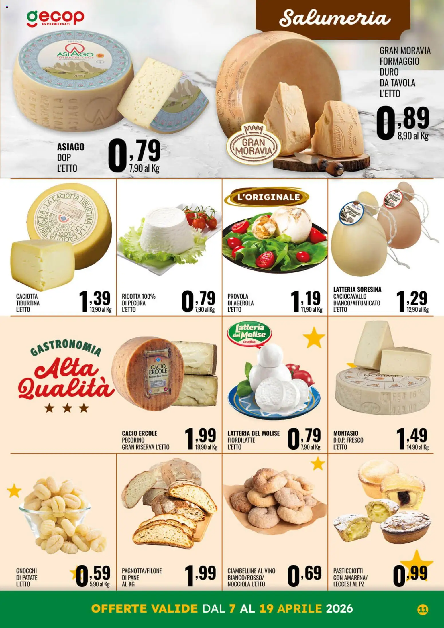 Volantino GECOP del 07.04.2026 | Pagina: 11 | Prodotti: Pane, Formaggio, Gnocchi, Pecorino