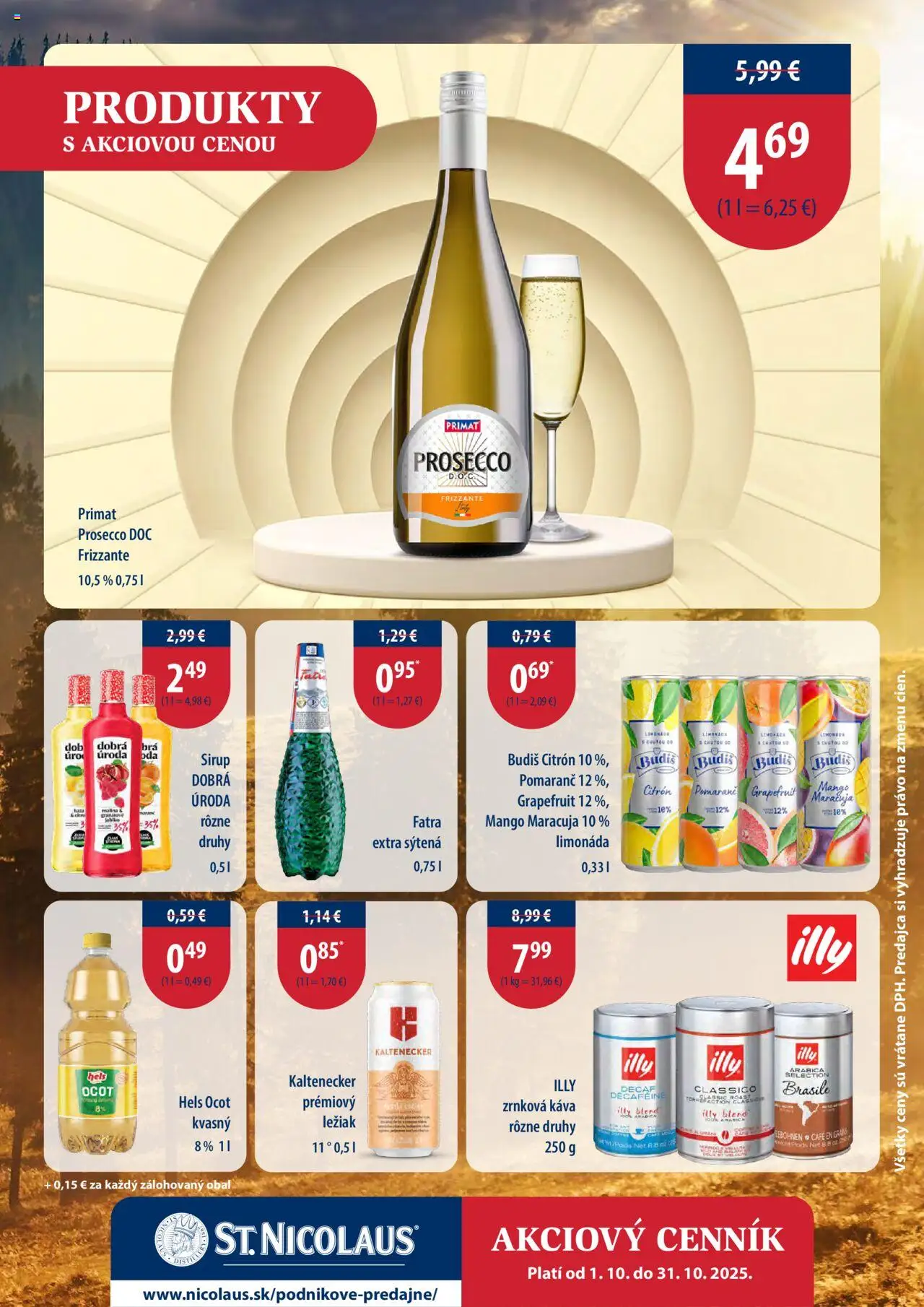Nové St. Nicolaus akcie – leták je platný od 01.10.2025 | Strana: 11 | Produkty: Prosecco, Grapefruit, Mango, Ocot