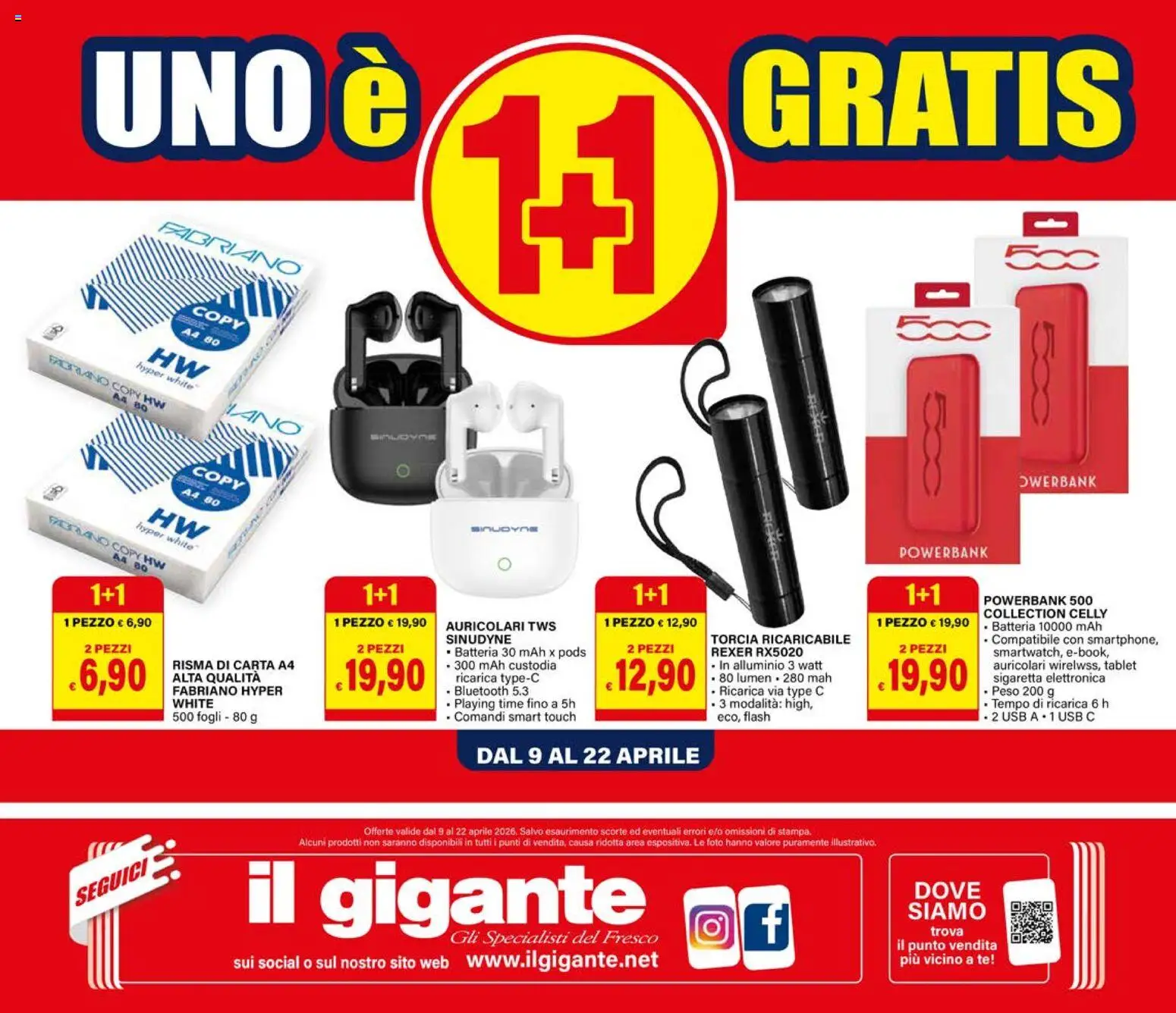 Volantino Il Gigante del 09.04.2026 | Pagina: 34 | Prodotti: Auricolari, Tè, Torcia, Alluminio