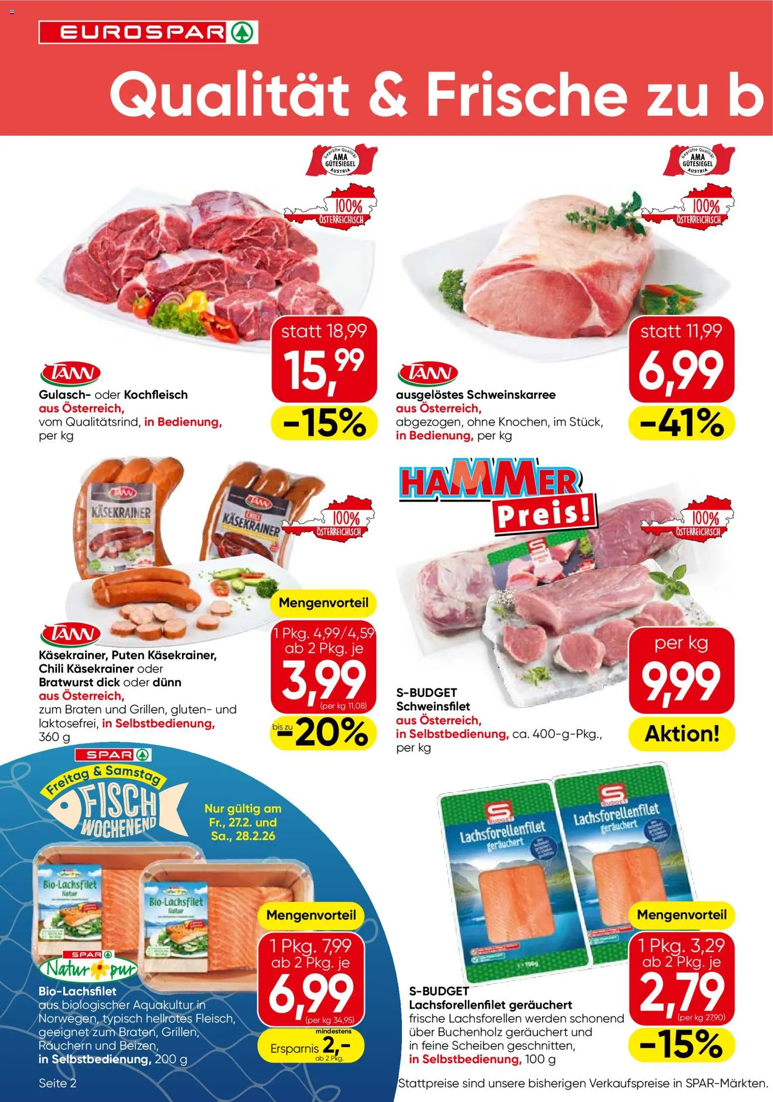 Eurospar Flugblatt gültig ab 26.02.2026 | Seite: 2 | Produkte: Chili, Fisch