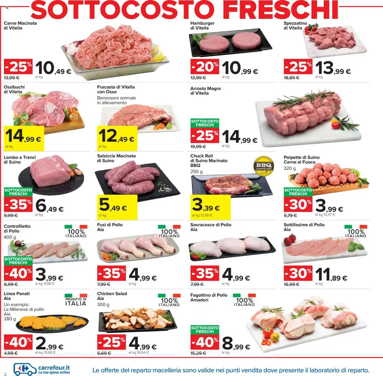 Volantino Carrefour del 20.10.2025 | Pagina: 2 | Prodotti: Arrosto, Pollo, Salsiccia, Polpette