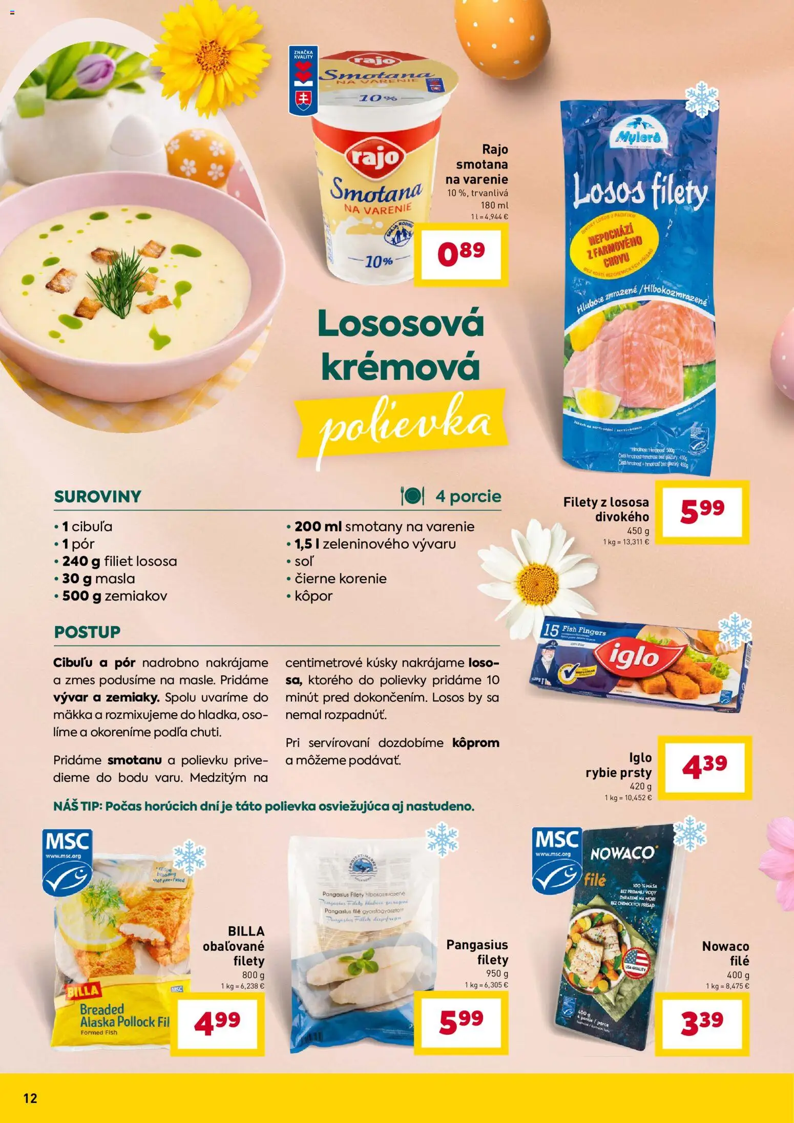 Nové Billa akcie – leták je platný od 11.03.2026 | Strana: 12 | Produkty: Smotana, Korenie, Cibuľa, Soľ