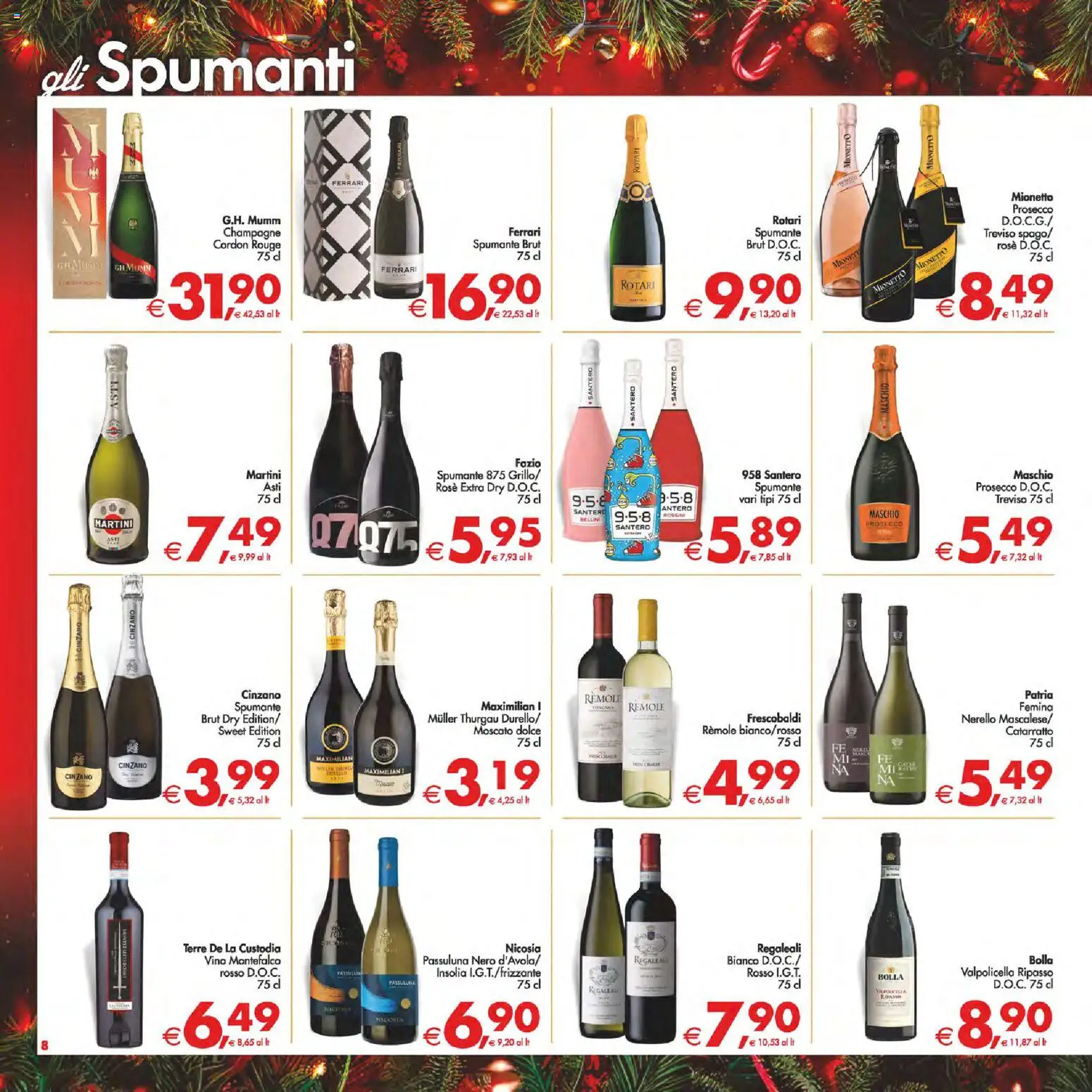 Volantino Decò del 16.12.2025 | Pagina: 8 | Prodotti: Prosecco, Vino, Spumante, Champagne