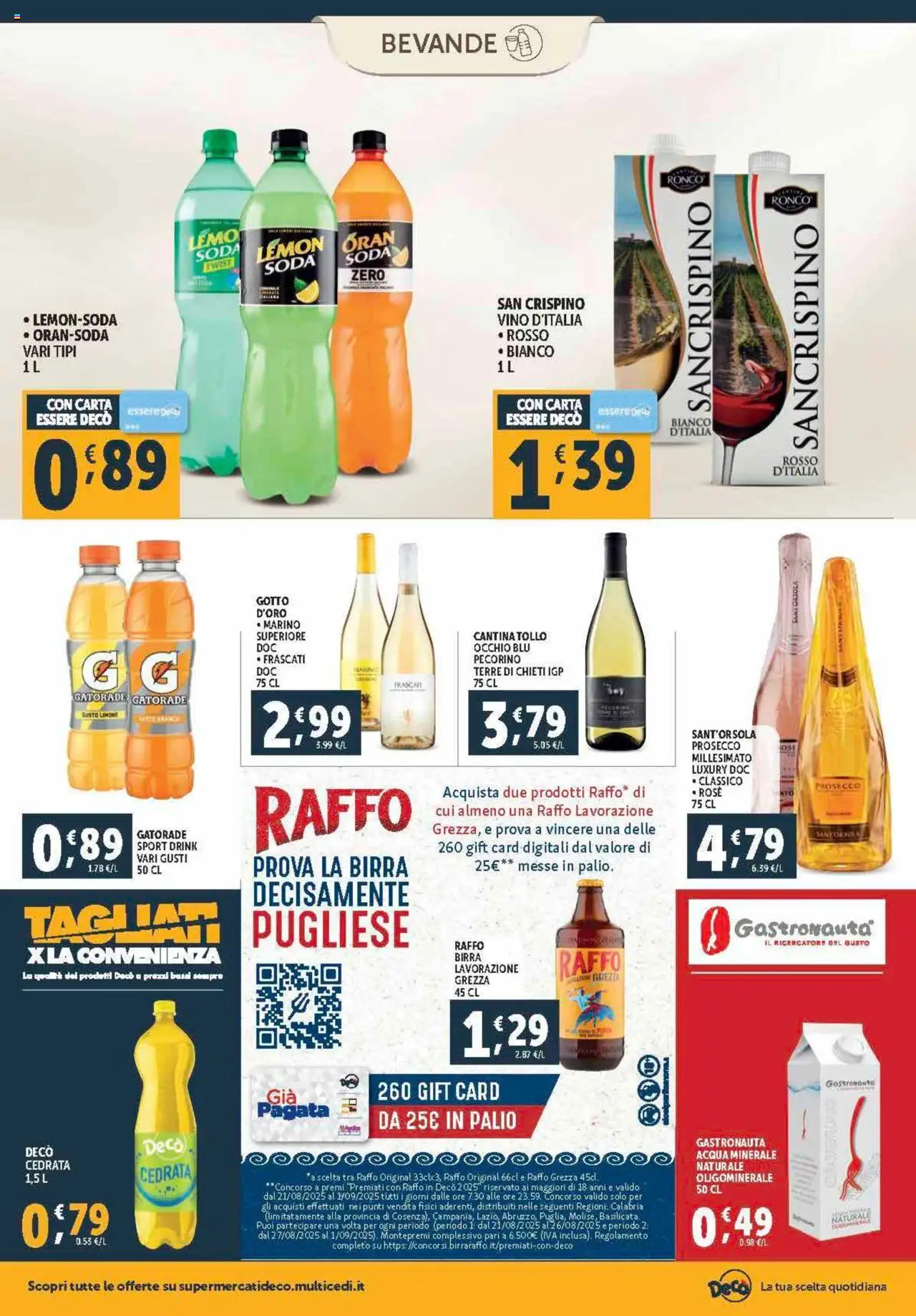 Volantino Decò del 21.08.2025 | Pagina: 12 | Prodotti: Prosecco, Limone, Acqua minerale, Pecorino