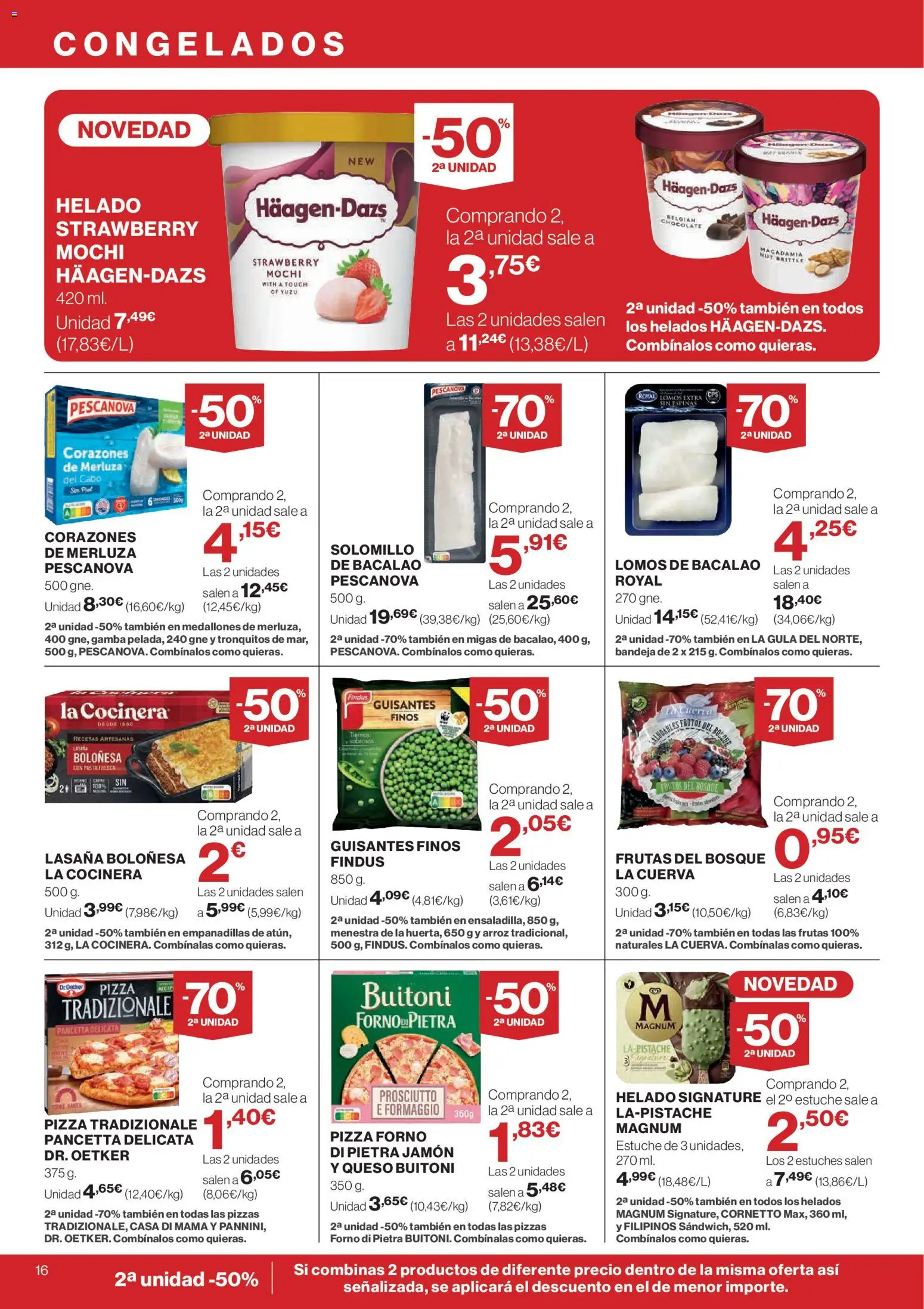 Hipercor catálogo │ válido desde el 25.03.2026 | Página: 16 | Productos: Pizza, Pasta, Lasaña, Bandeja