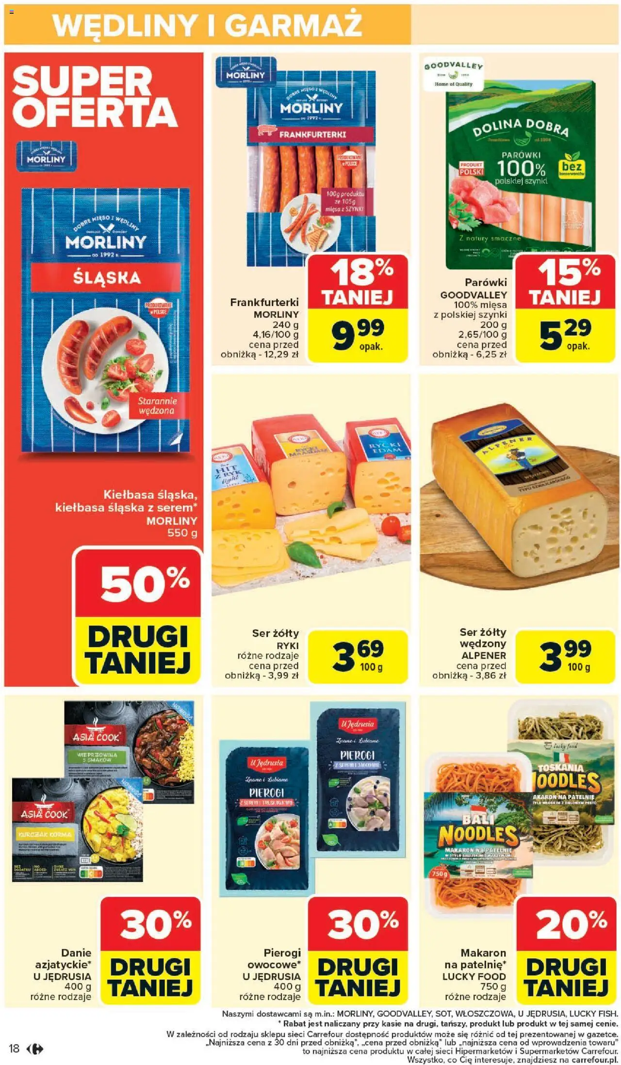 Carrefour Gazetka od 25.08.2025 | Strona: 20 | Produkty: Kiełbasa, Parówki, Wędliny, Makaron