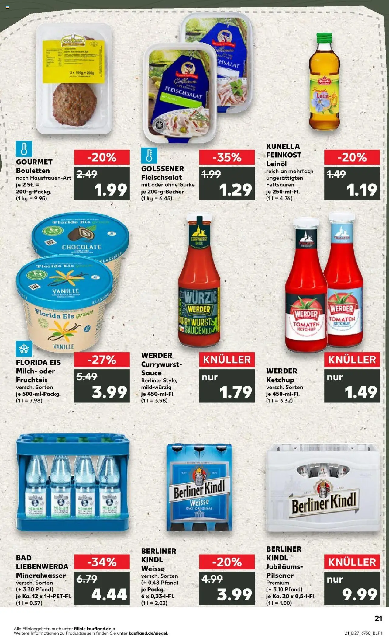 Kaufland prospekt Strausberg	 - gültig ab dem 03.07.2025 | Seite: 21 | Produkte: Berliner, Leinöl, Bad, Tomaten