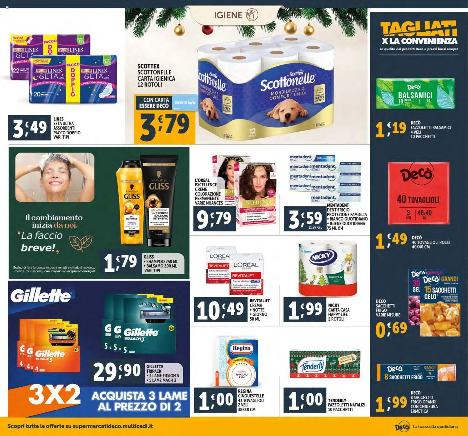 Volantino Decò del 15.12.2025 | Pagina: 26 | Prodotti: Balsamo, Carta igienica, Fazzoletti, Acqua