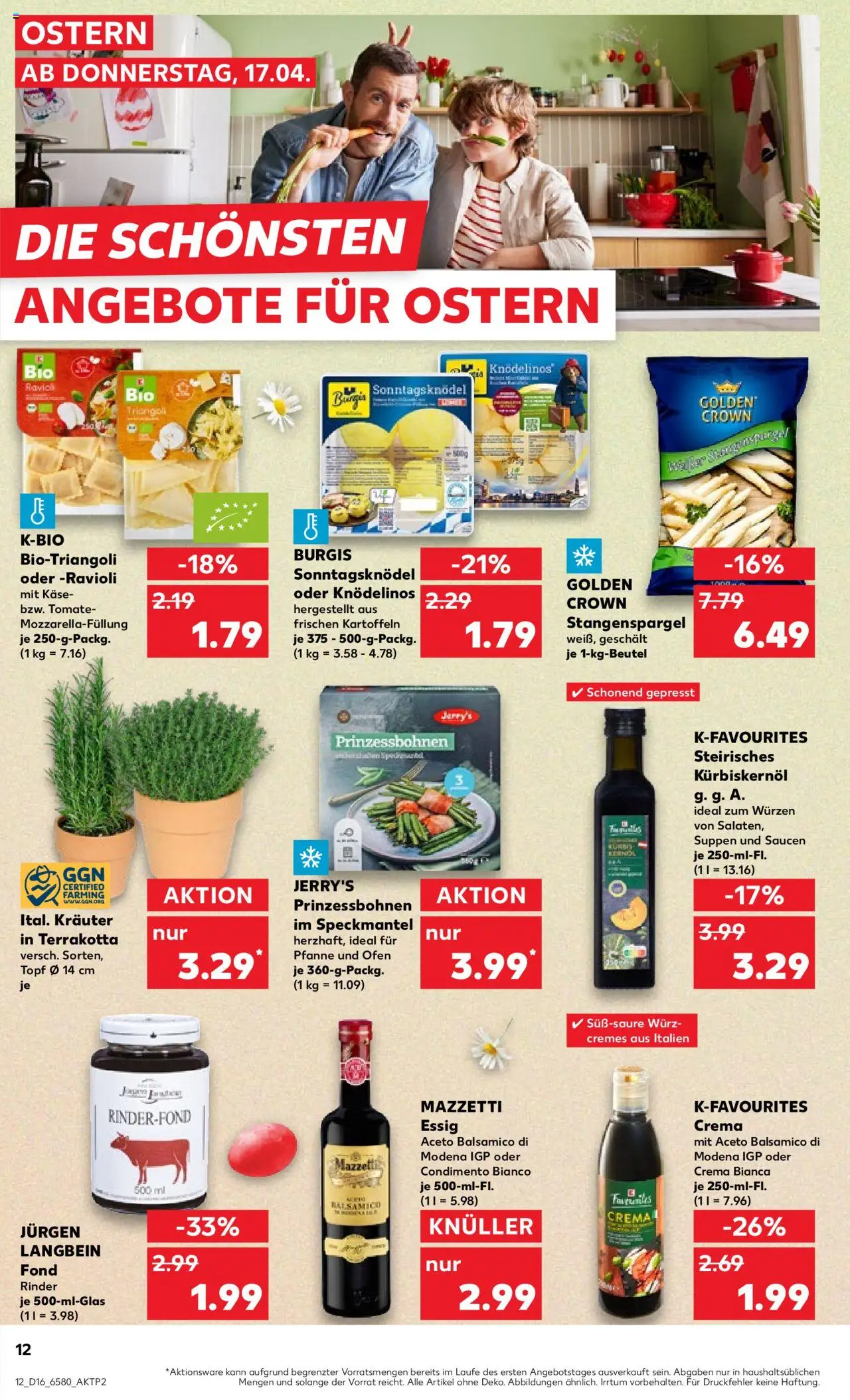 Kaufland - Hamburg, Bergedorfer Straße 106 - gültig ab dem 17.04.2025 | Seite: 12 | Produkte: Ofen, Käse, Essig, Kartoffeln