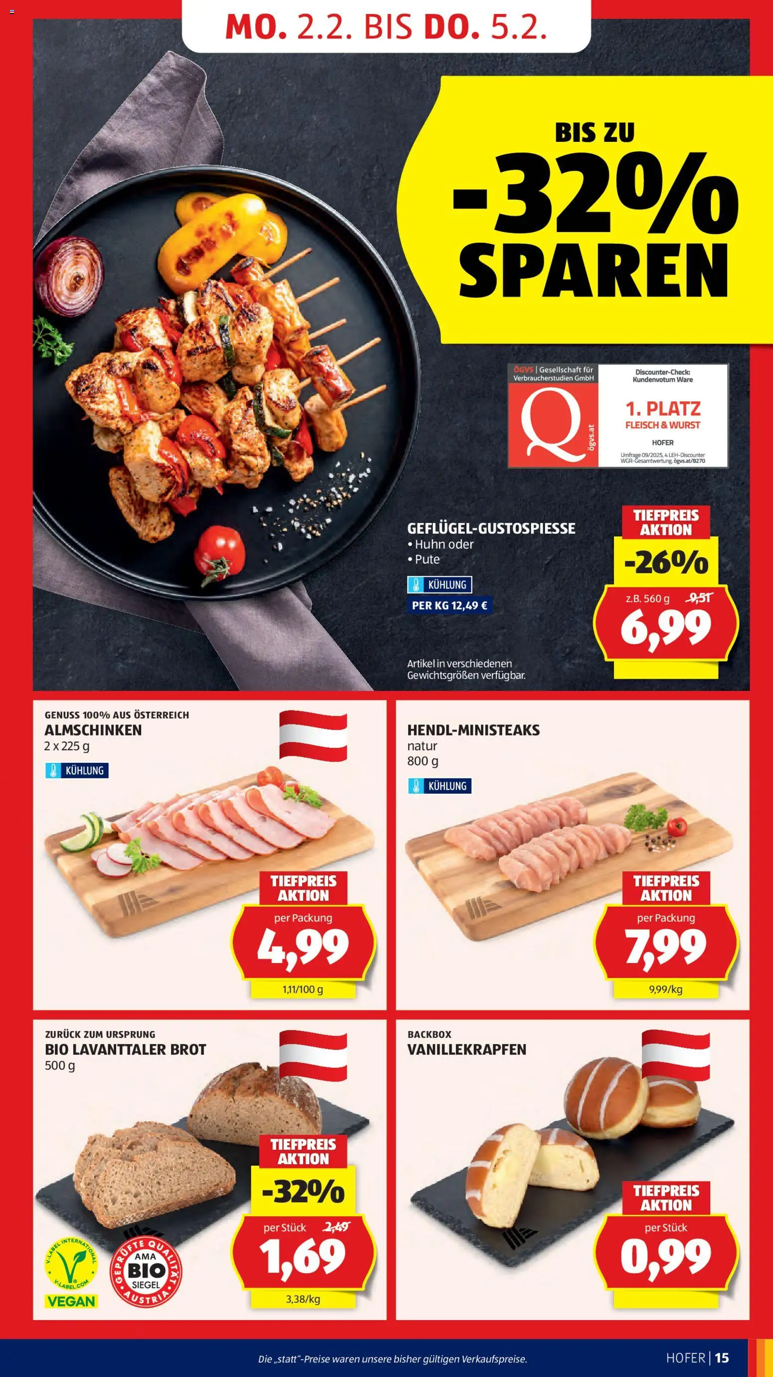 Hofer Flugblatt gültig ab 30.01.2026 | Seite: 17 | Produkte: Wurst, Brot