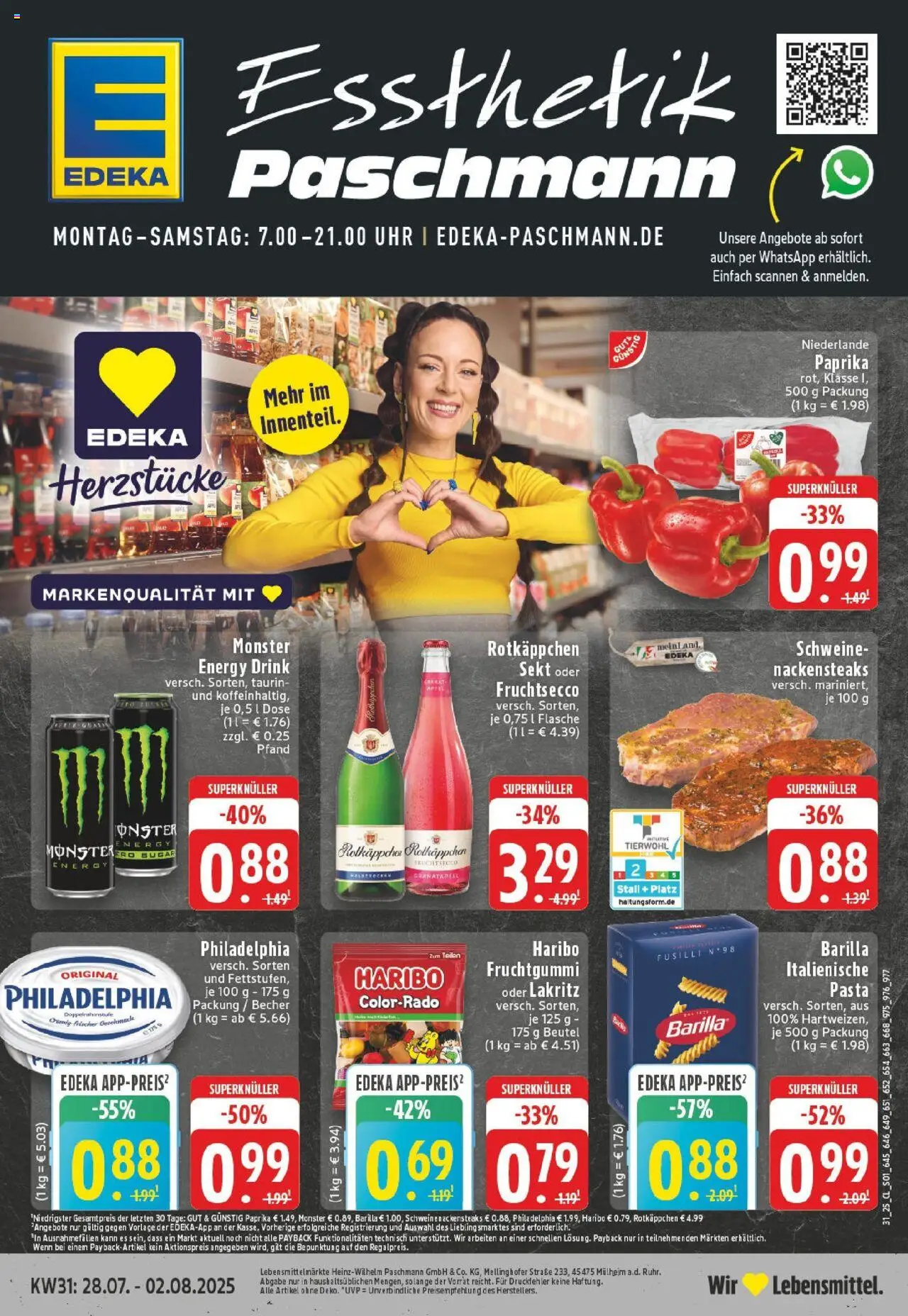 Edeka prospekt Mülheim An Der Ruhr	 - gültig ab dem 27.07.2025 | Seite: 1 | Produkte: Rotkappchen sekt, Nackensteaks, Granatapfel, Uhr