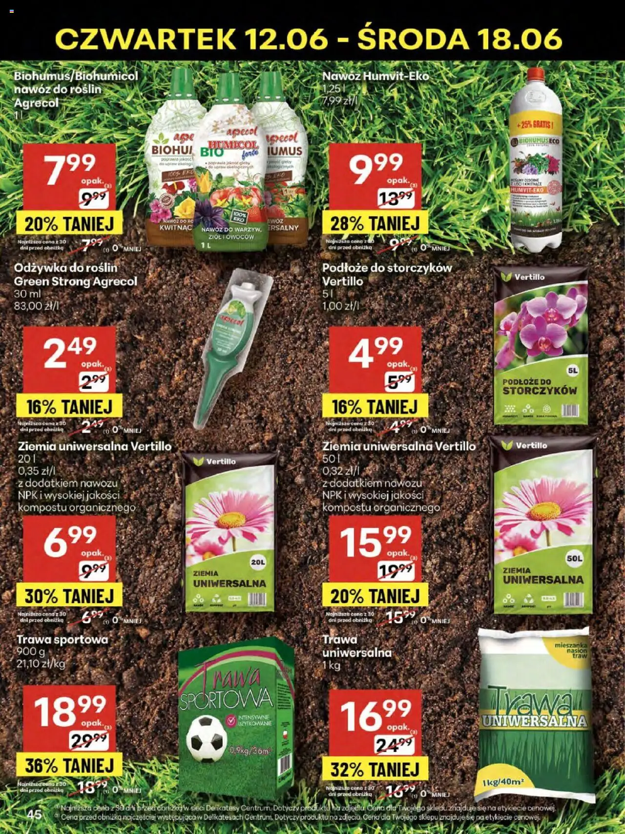 Delikatesy Centrum Gazetka - Sklepy Własne od 12.06.2025 | Strona: 45 | Produkty: Ziemia uniwersalna, Ziemia, Delikatesy, Rosliny