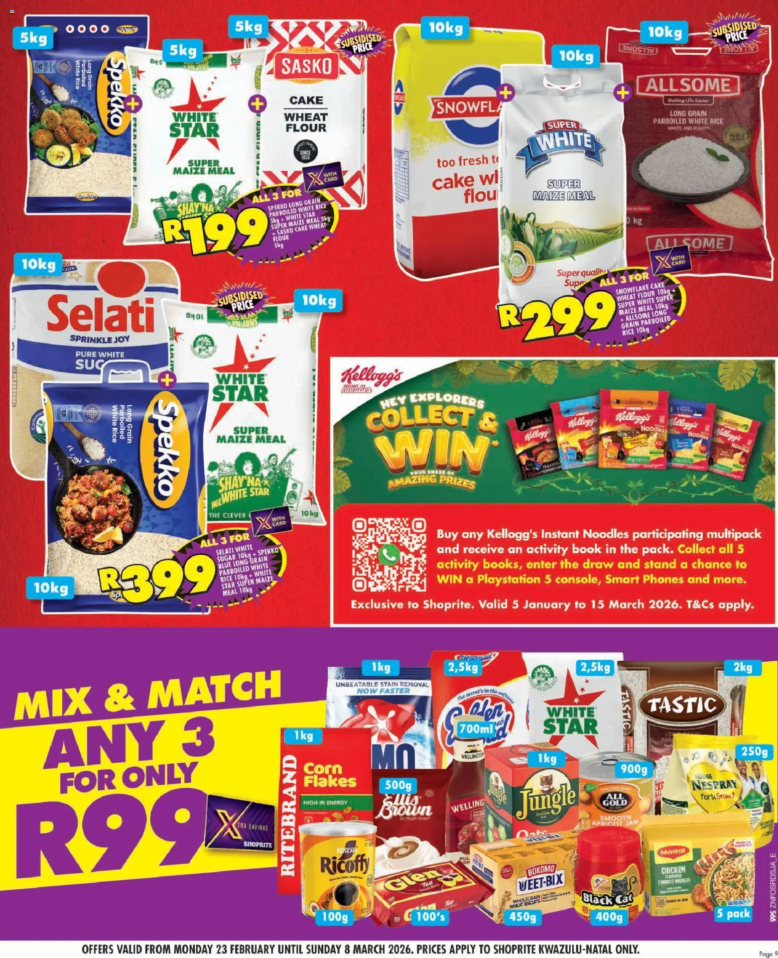 New Shoprite catalogue – valid from 23.02.2026 | Page: 9 | Products: Corn, Maize meal, Rice, Flakes